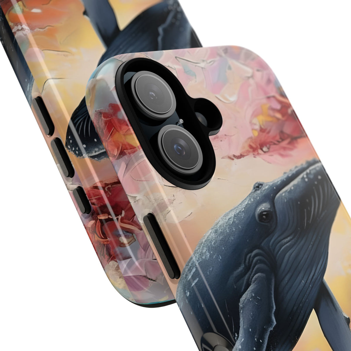 Whale Ocean Scenery Tough Phone Case, Oil Painting, Sunset Sea Life Compatible with iPhone 17, 16, 15, 14, 13, Galaxy, Google