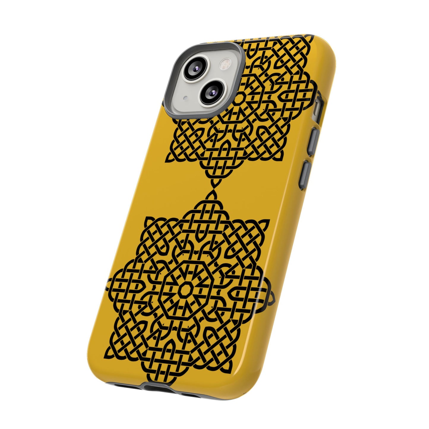 Tough Case Celtic Knot Gold and Black Pattern Phone Cover Compatible with iPhone 17, 16, 15, 14, 13, Galaxy, Google, Irish Heritage Design