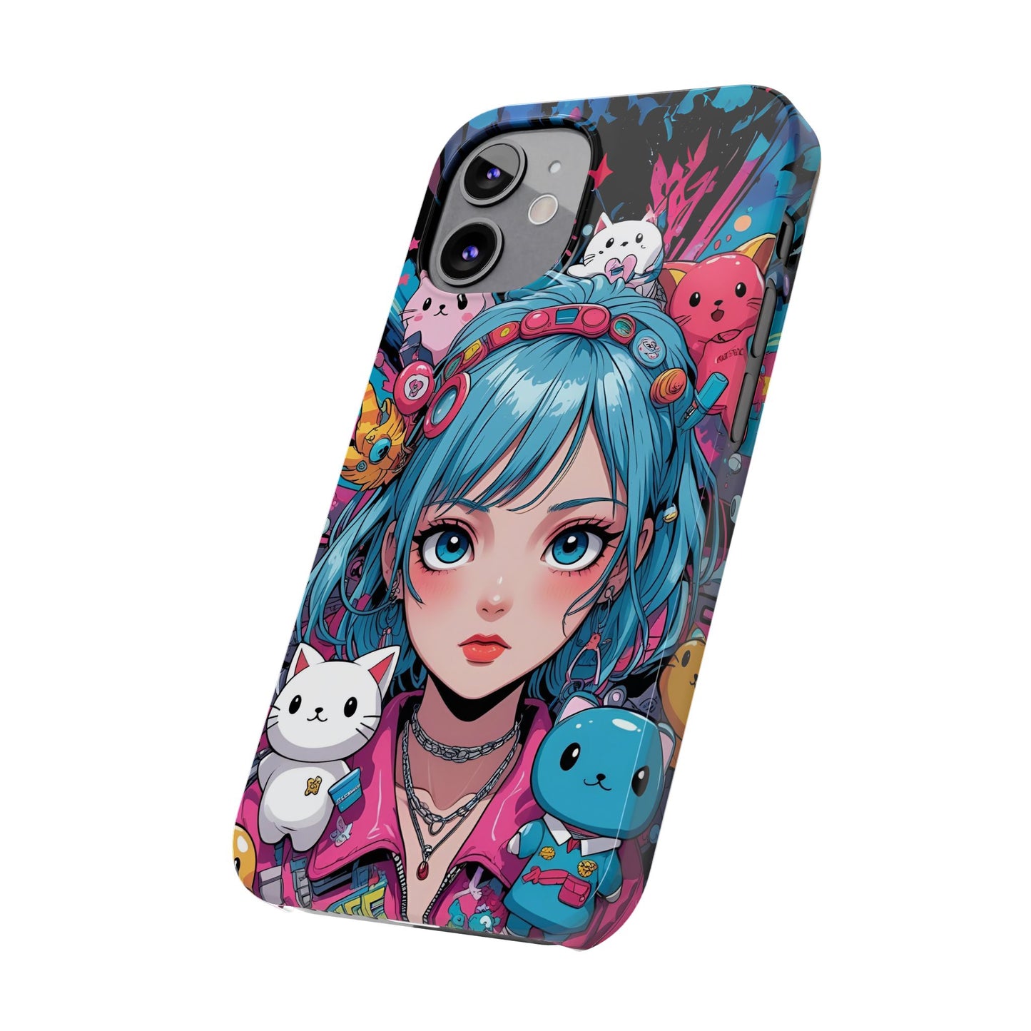 Y2K Anime Girl Slim Phone Case - Cute Maximalist Aesthetic, Kawaii Vaporwave Style, Pop Culture Lovers and Special Occasions