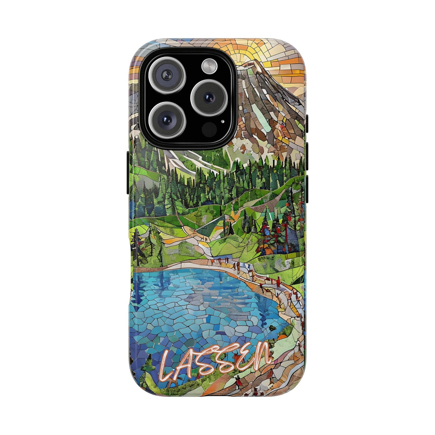Lassen Volcanic National Park California Phone Case, Mosaic Phone Case, Mountain Nature Art, National Park Gift, Scenic Forest Phone Cover