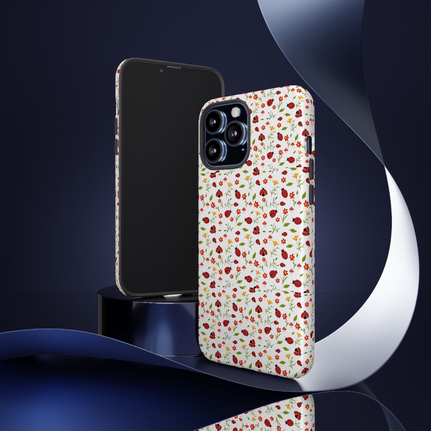 Ladybug Tough Phone Case - Cute Insect Aesthetic, Nature-Inspired Pattern Art, Compatible with iPhone, Galaxy, and Google Phones
