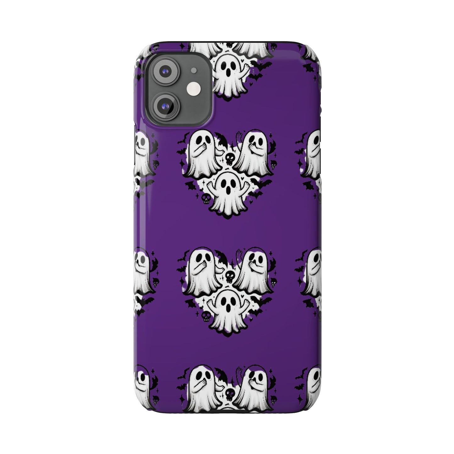 Cute Ghost Heart Slim Phone Case, Creepy Cute Spooky Heart Print, Goth Coquette Aesthetic Spooky Accessories, Halloween Gift Case
