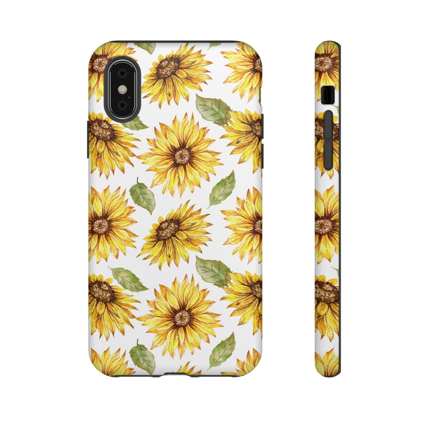 Sunflower Floral Tough Phone Case - Watercolor Botanical Print, Bright Nature Aesthetic, Compatible with iPhone, Galaxy, and Google Phones