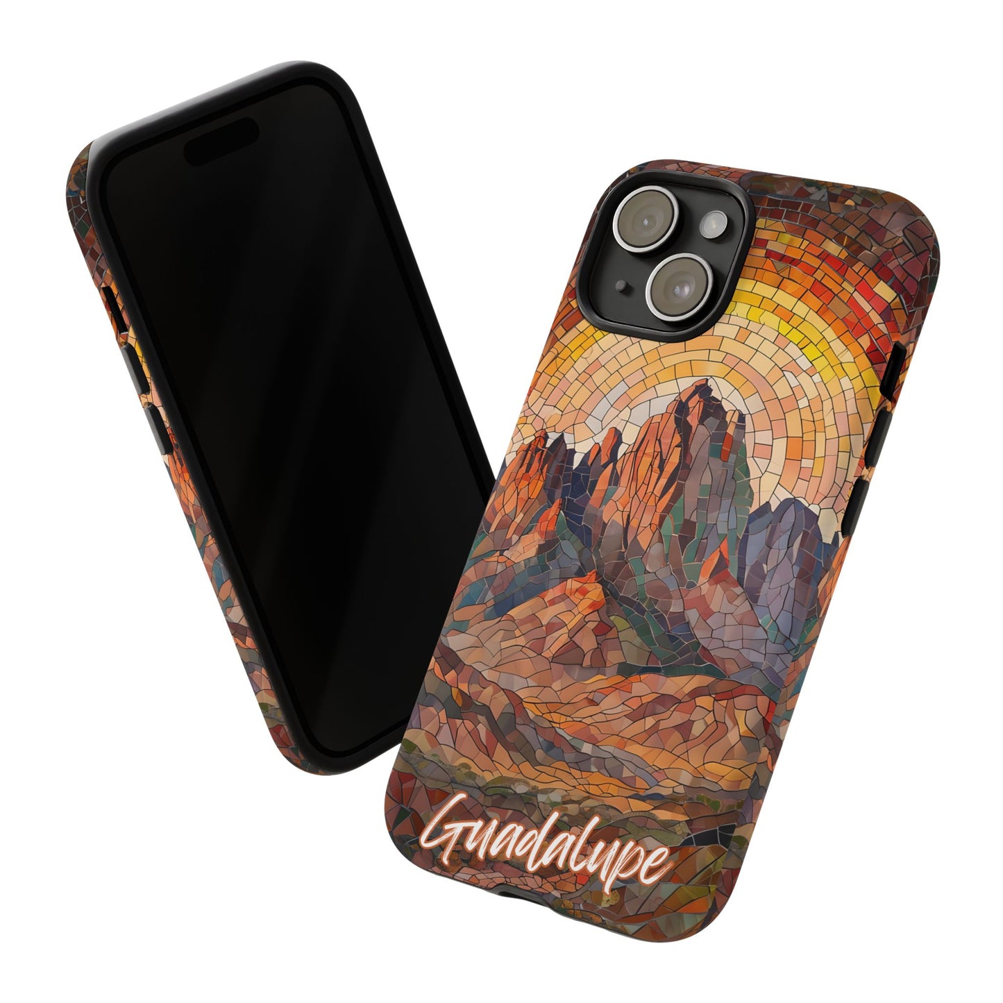 Guadalupe Mountains Mosaic Tough Phone Case, Scenic Mountain Art, National Park Aesthetic, Compatible with iPhone, Galaxy, and Google Phones