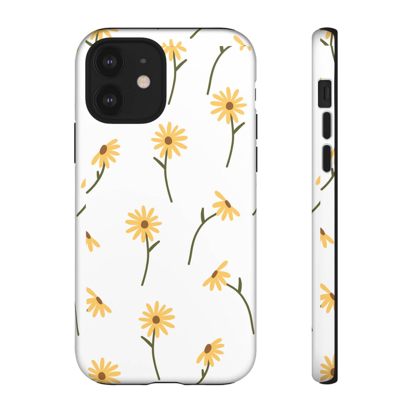 Sunflower Floral Tough Phone Case - Minimal Daisy-Inspired Print, Simple Botanical Aesthetic, Compatible with iPhone, Galaxy, and Google