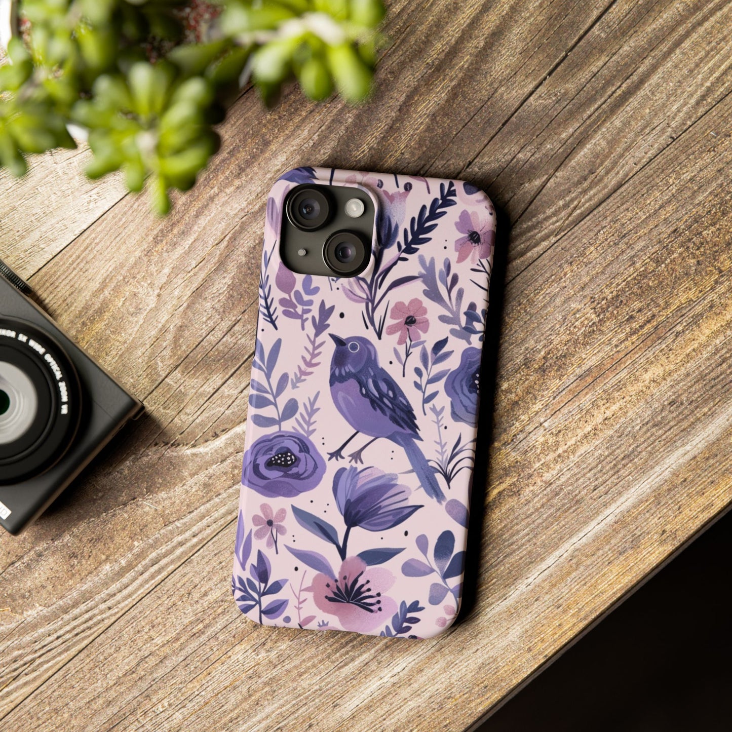 Floral Bird Slim Phone Case, Elegant Phone Cover, Cute Gift for Bird Lovers, Spring Vibes, Nature-Inspired