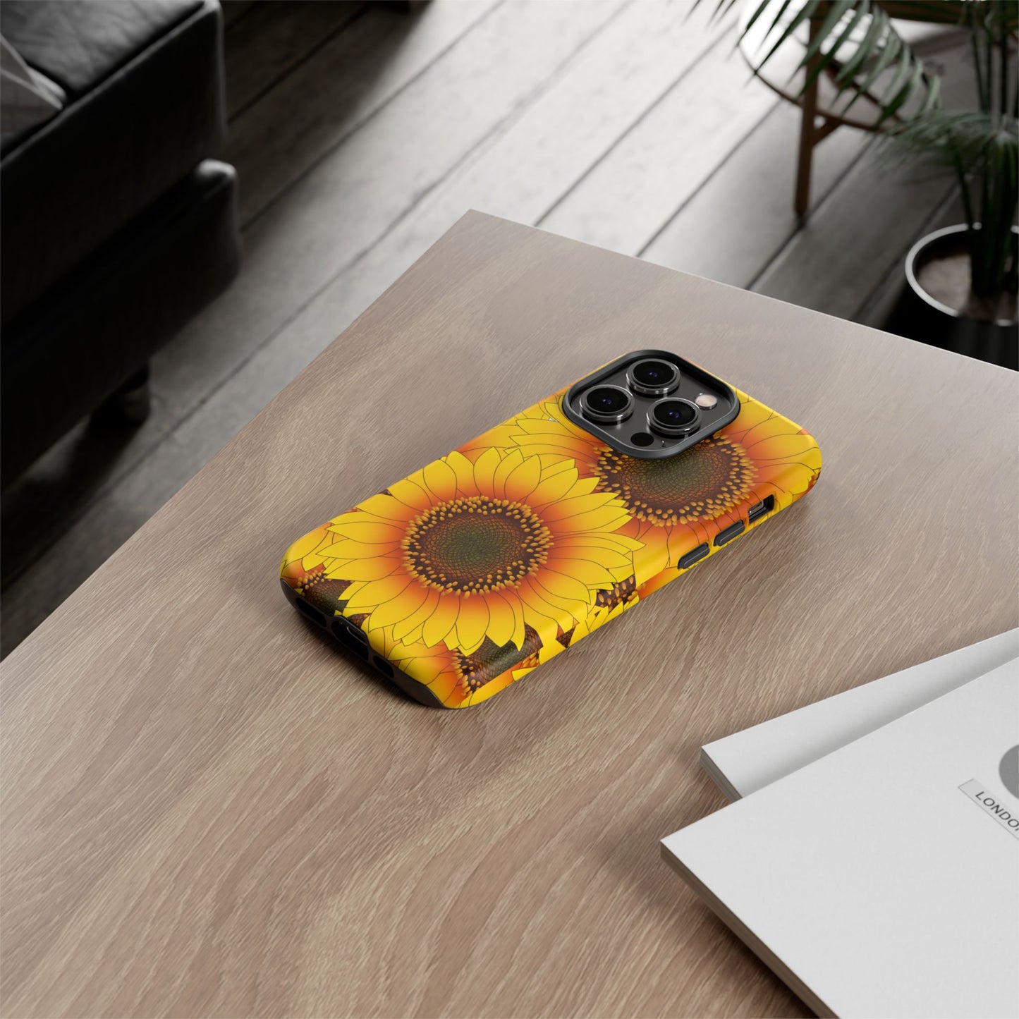 Sunflower Aesthetic Tough Phone Case - Bright Floral Art, Bold Yellow Sunflower Design, Compatible with iPhone, Galaxy, and Google Phones