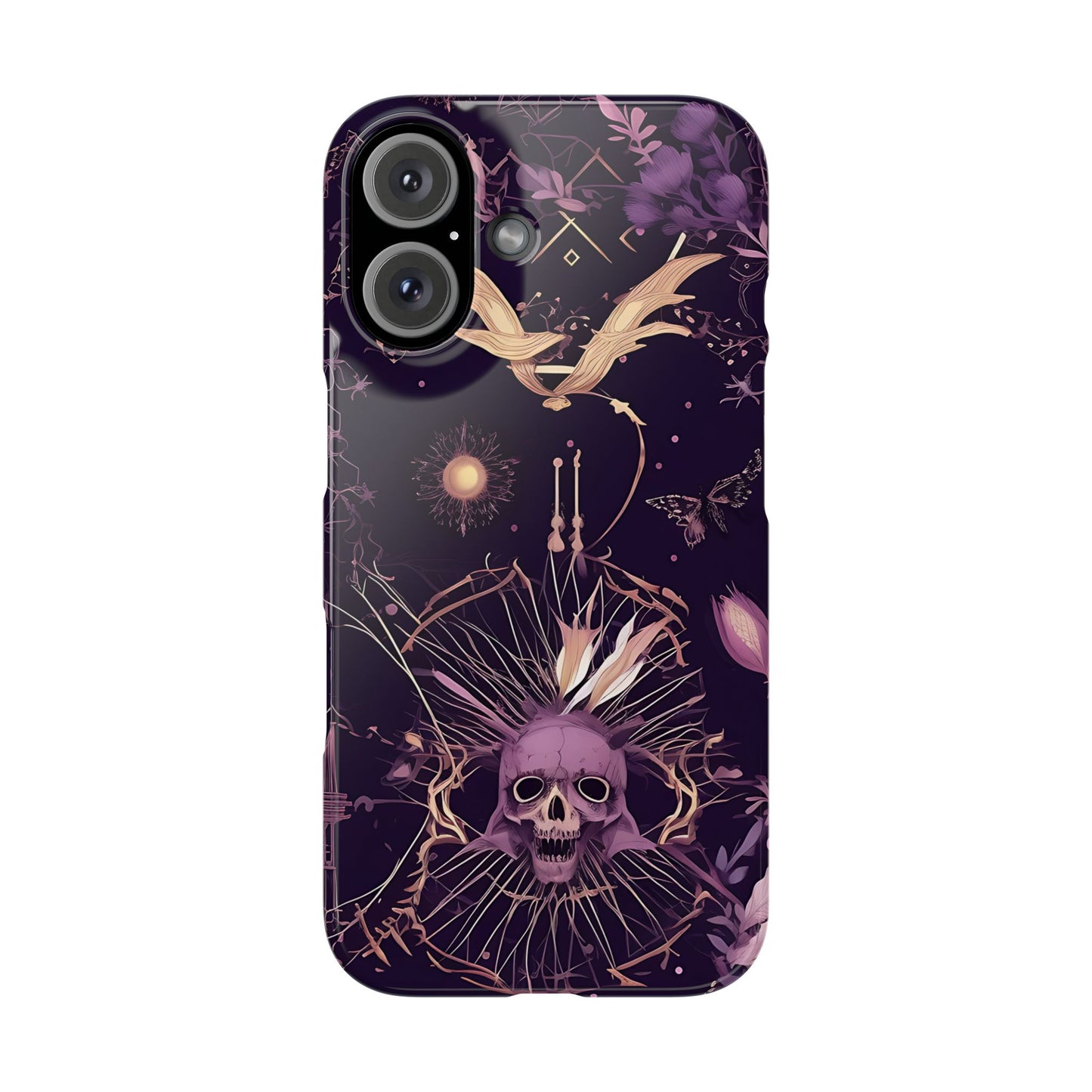 Gothic Floral Slim Phone Cases, Ghostly Style Mobile Cover, Dark Aesthetic Gift, Unique Protective Case, Perfect for Halloween