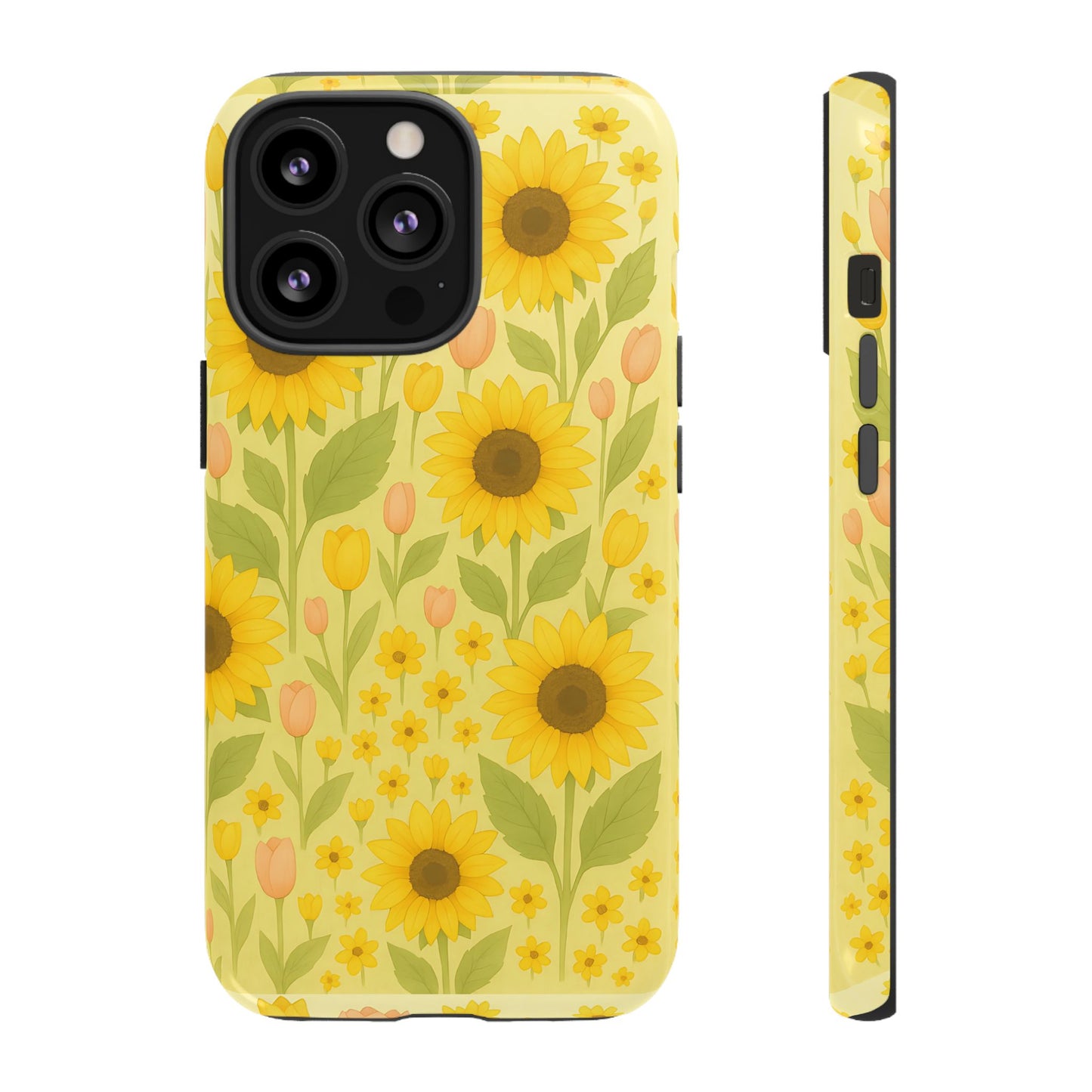 Sunflower Floral Phone Case, Watercolor Botanical Print, Aesthetic Tough Phone Case, Compatible with iPhone, Galaxy, Google