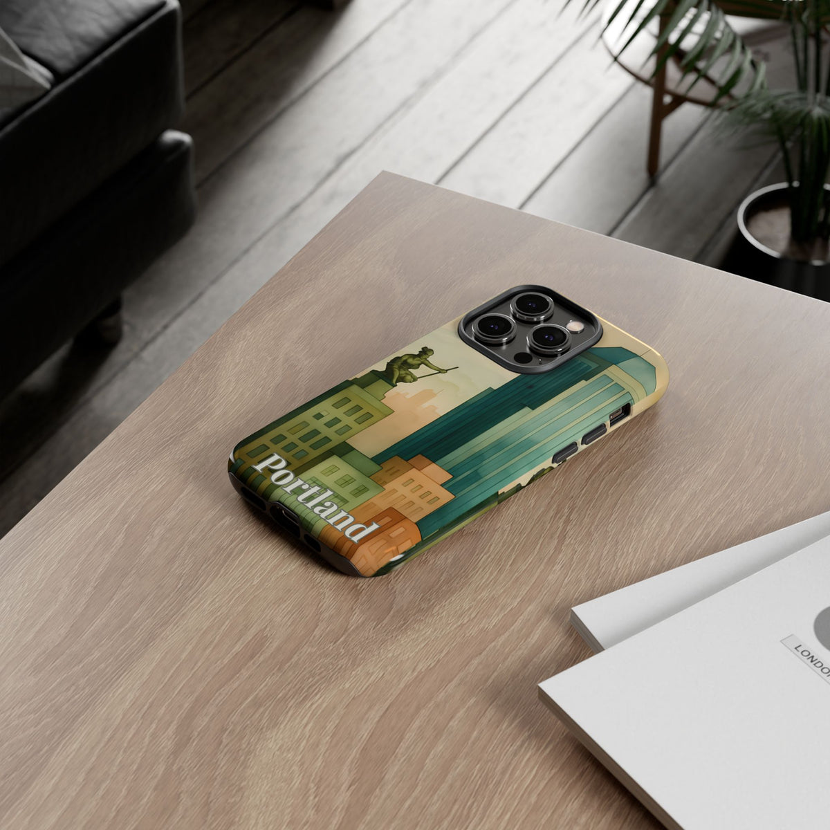 Portland Cityscape Phone Case • Urban Skyline Art Tough Case • Watercolor City Aesthetic • Gift for Travelers • Compatible with iPhone, Galaxy, Google