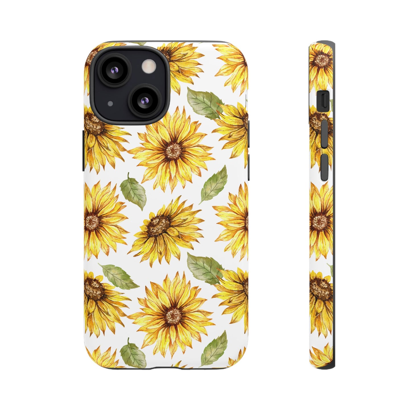 Sunflower Floral Tough Phone Case - Watercolor Botanical Print, Bright Nature Aesthetic, Compatible with iPhone, Galaxy, and Google Phones