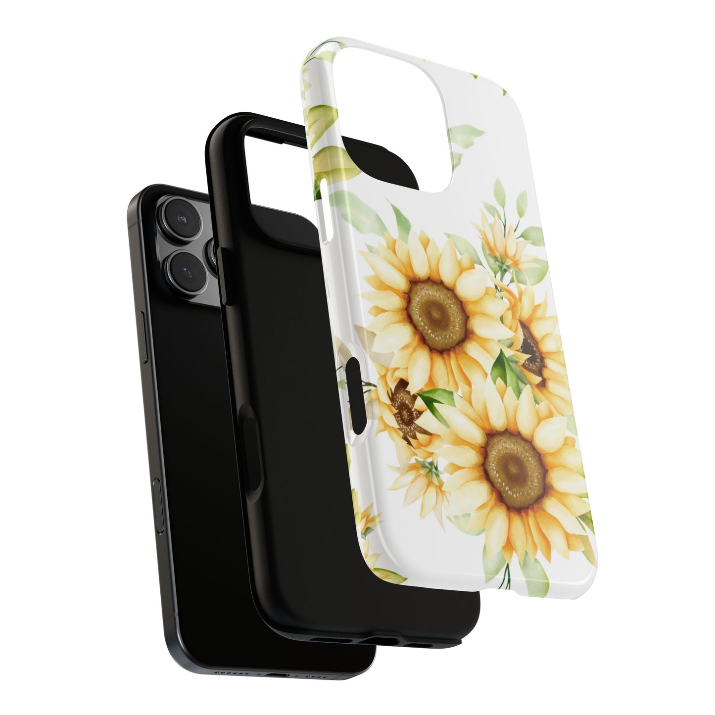 Sunflower Floral Tough Phone Case - Watercolor Botanical Art, Bright Nature Aesthetic, Compatible with iPhone, Galaxy, and Google Phones