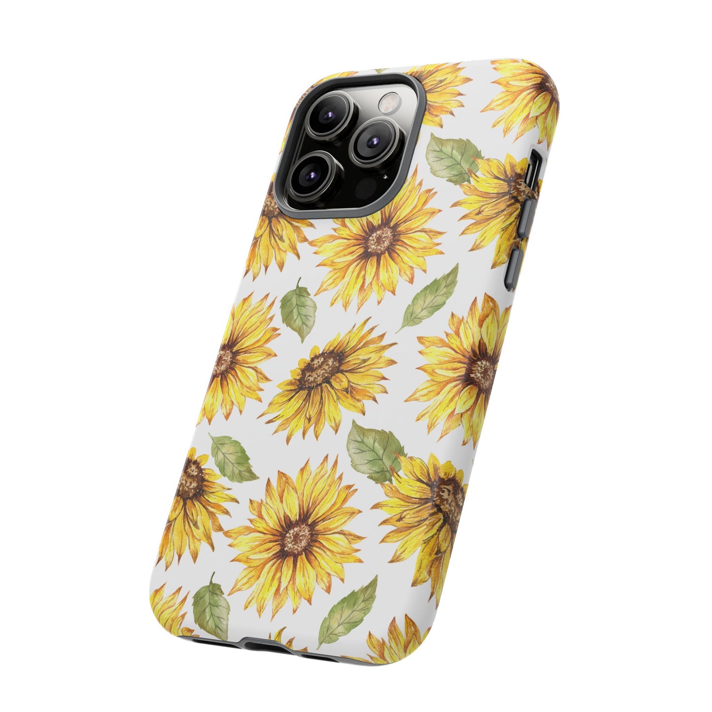 Sunflower Floral Tough Phone Case - Watercolor Botanical Print, Bright Nature Aesthetic, Compatible with iPhone, Galaxy, and Google Phones