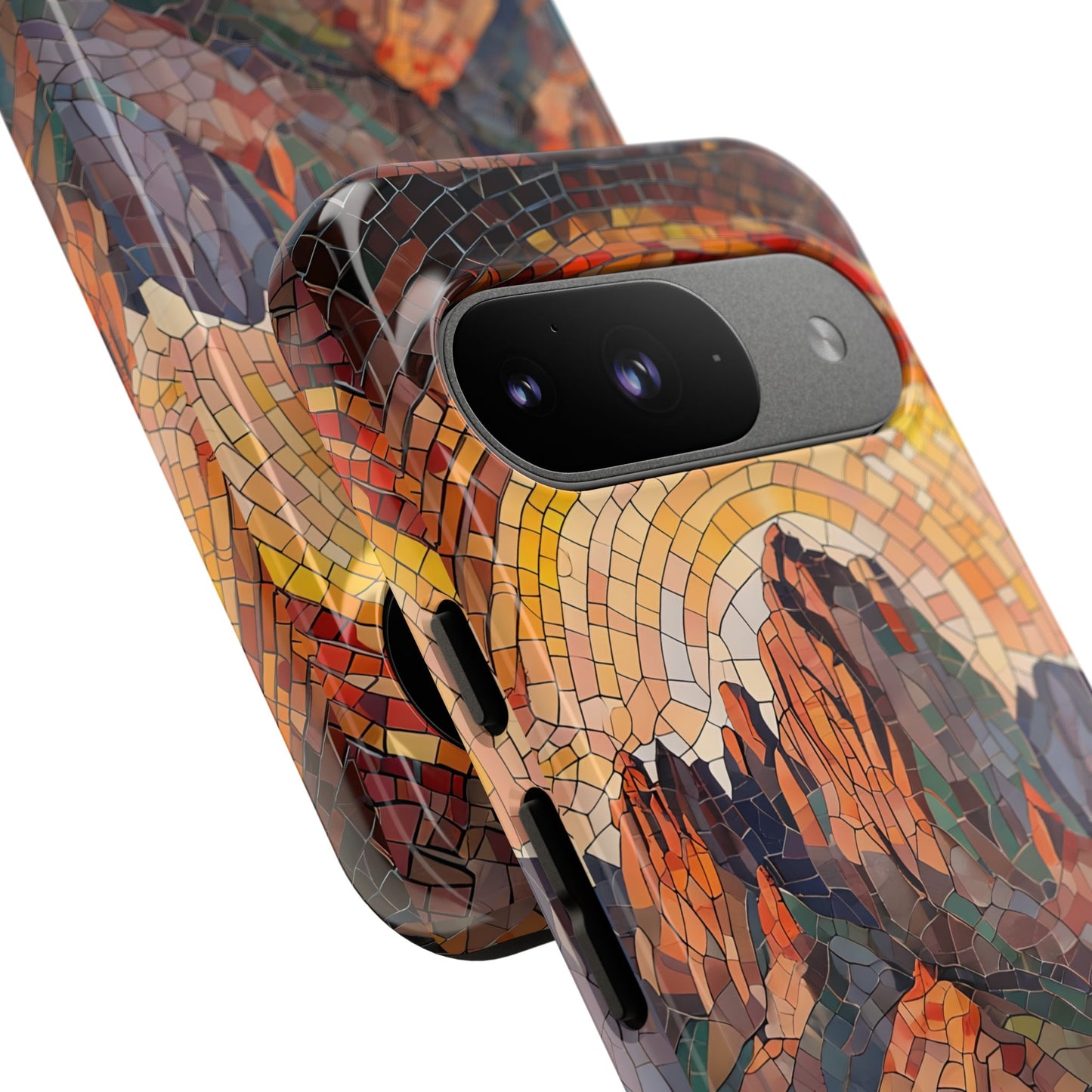 Guadalupe Mountains Mosaic Tough Phone Case, Scenic Mountain Art, National Park Aesthetic, Compatible with iPhone, Galaxy, and Google Phones