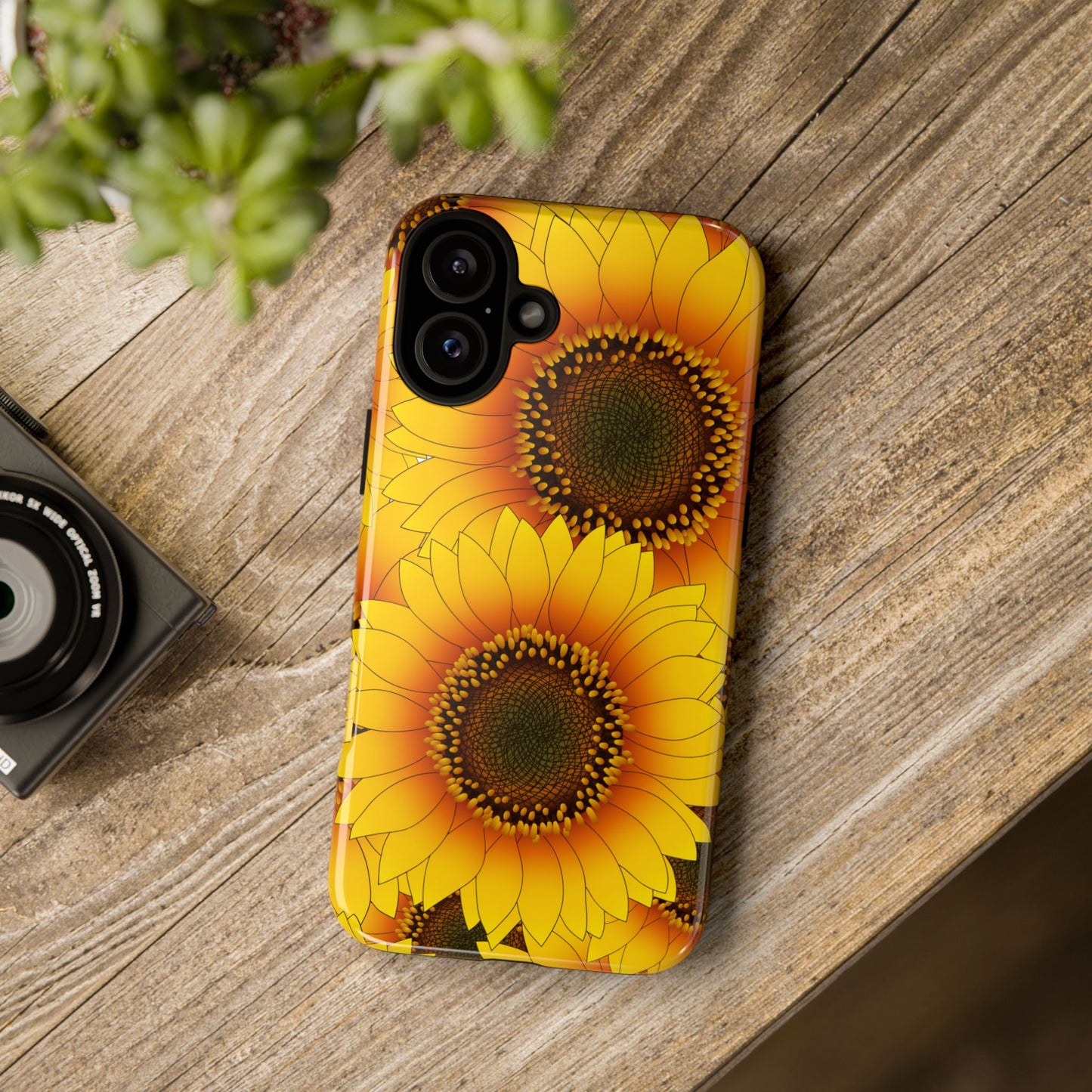 Sunflower Aesthetic Tough Phone Case - Bright Floral Art, Bold Yellow Sunflower Design, Compatible with iPhone, Galaxy, and Google Phones