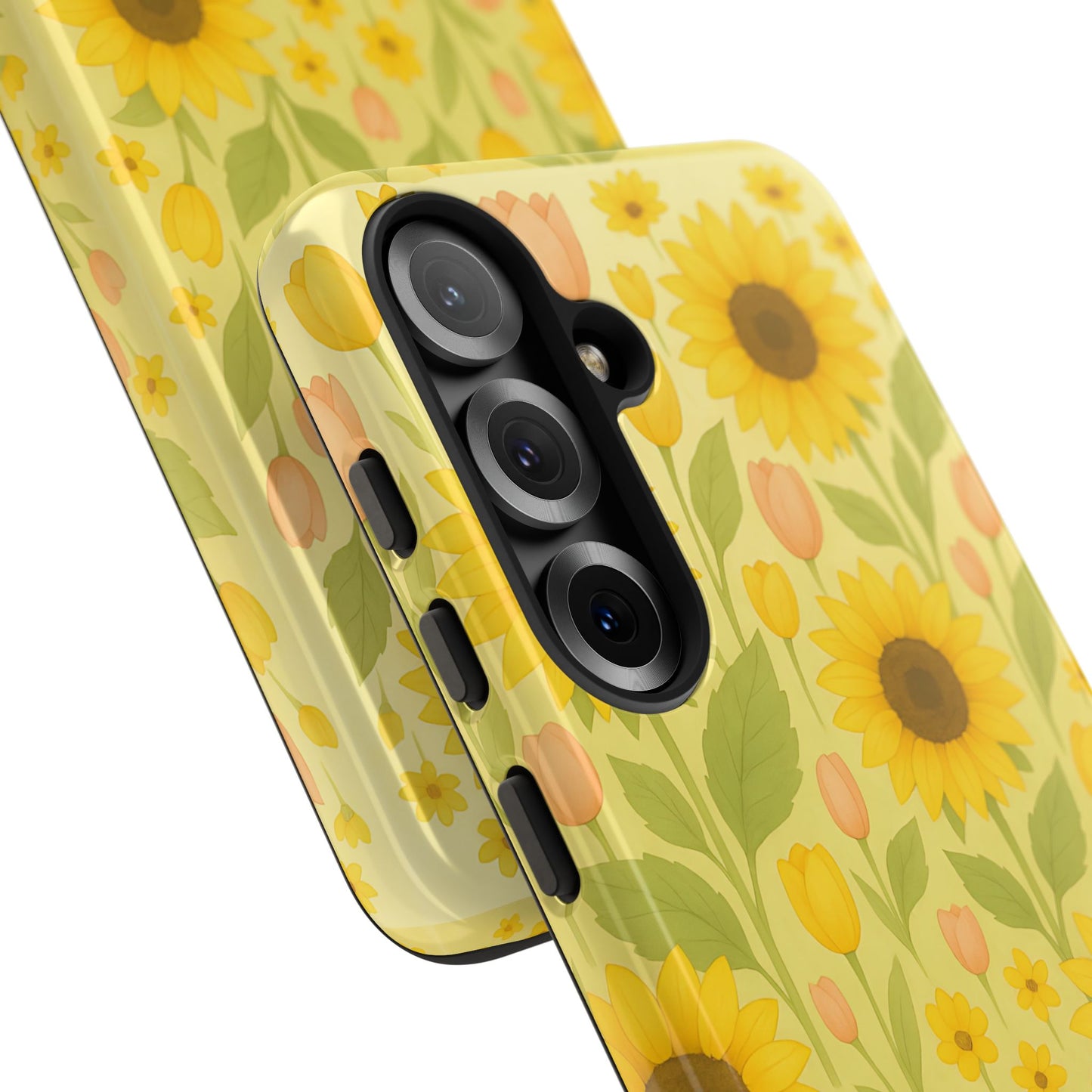 Sunflower Floral Phone Case, Watercolor Botanical Print, Aesthetic Tough Phone Case, Compatible with iPhone, Galaxy, Google