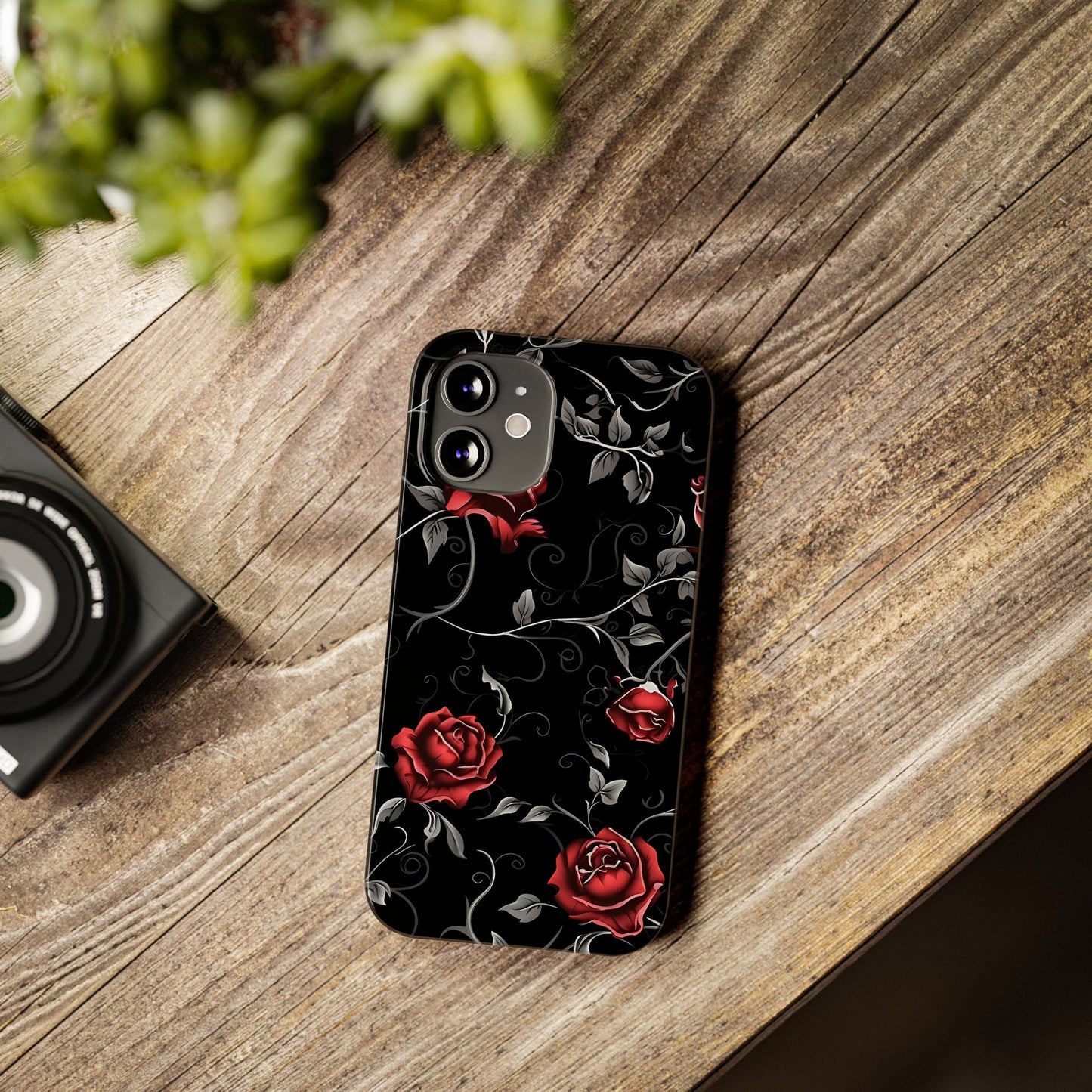 Elegant Floral Slim Phone Cases, Gothic Style Case, Rose Design Cover, Unique Gift for Her, Phone Accessories, Modern Chic