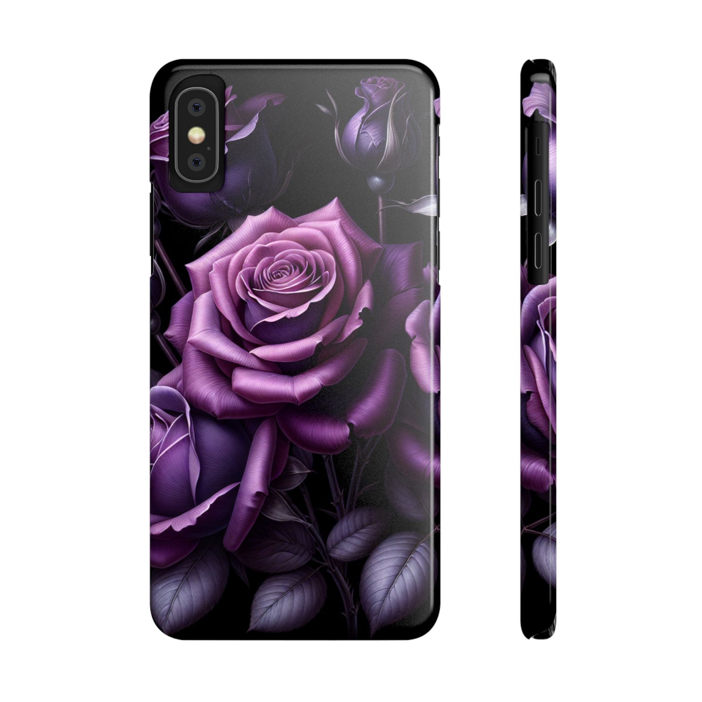 Purple Rose Slim Phone Cases, Floral Phone Cover, Elegant Smartphone Case, Gift for Her, Mother's Day Accessories