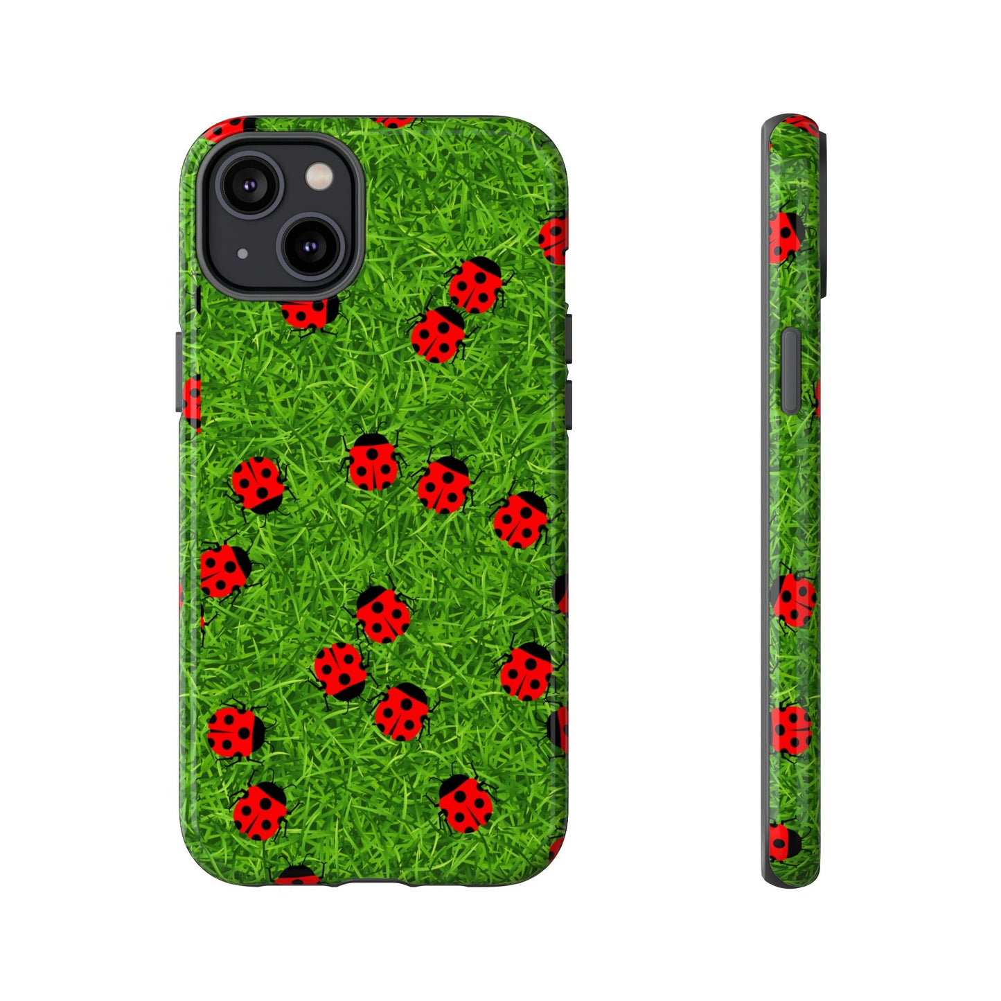 Ladybug Tough Phone Case - Cute Insect Aesthetic, Nature Pattern Art Design, Compatible with iPhone, Galaxy, and Google Phones