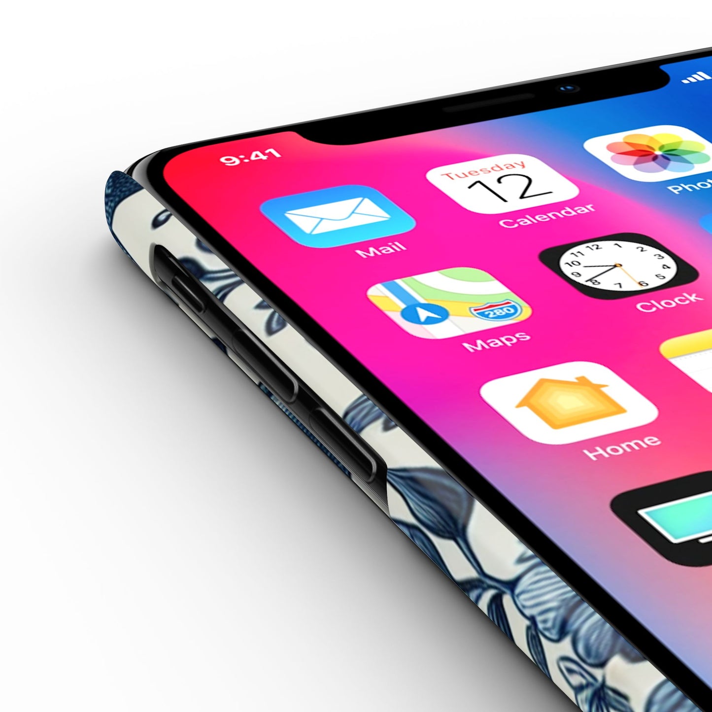 Elegant Floral Bow Slim Phone Case, Blue Flower Phone Cover, Gift for Her, Stylish Tech Accessory, Wedding Gift, Floral Design