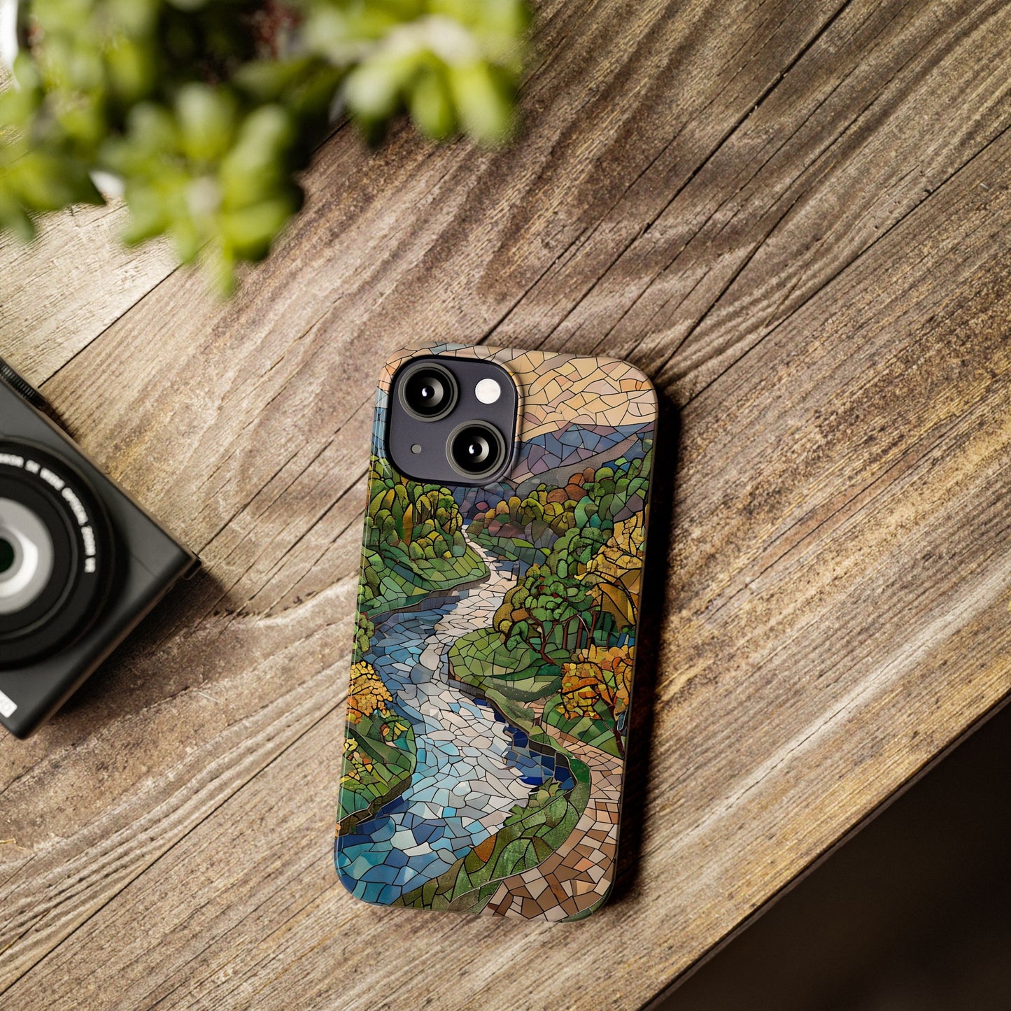 Cuyahoga Valley Mosaic Slim Phone Case, Midwest Forest Art, Scenic Nature Aesthetic, Unique Gift for Nature Lovers