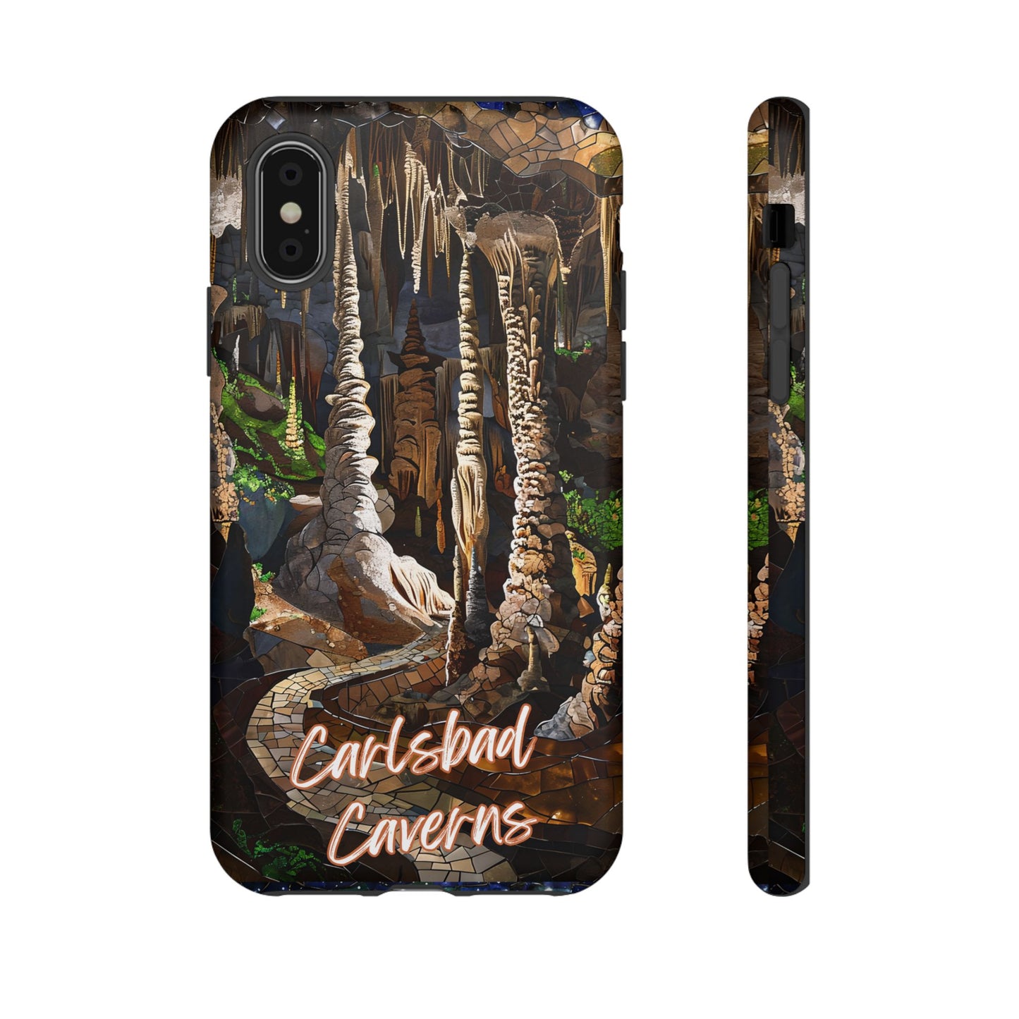 Carlsbad Caverns Mosaic Tough Phone Case, Cave Landscape Art, Moody Nature Aesthetic, Compatible with iPhone, Galaxy, and Google Phones