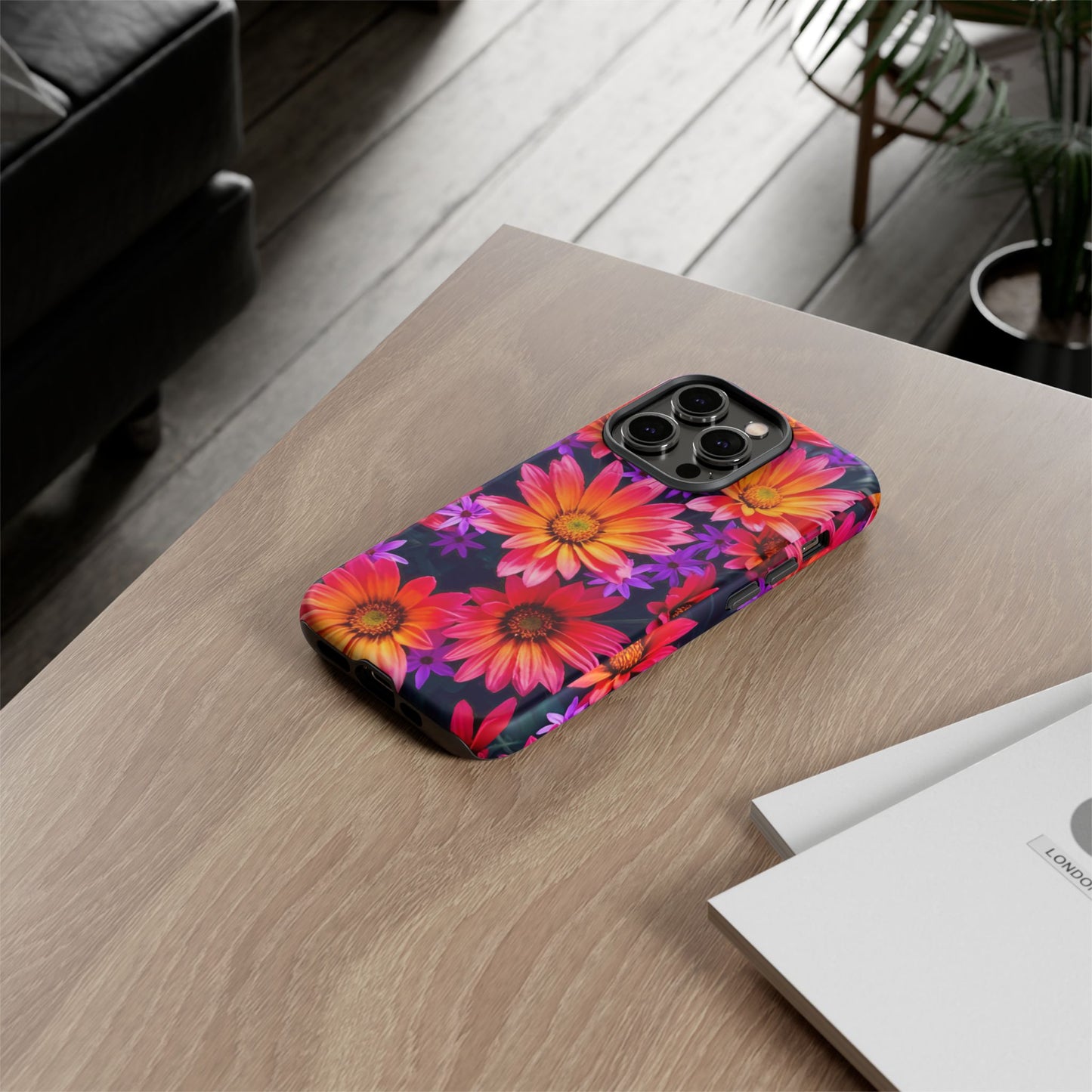 Bold Garden Flower Tough Phone Case - Colorful Floral Print, Bright Botanical Aesthetic, Compatible with iPhone, Galaxy, and Google Phones