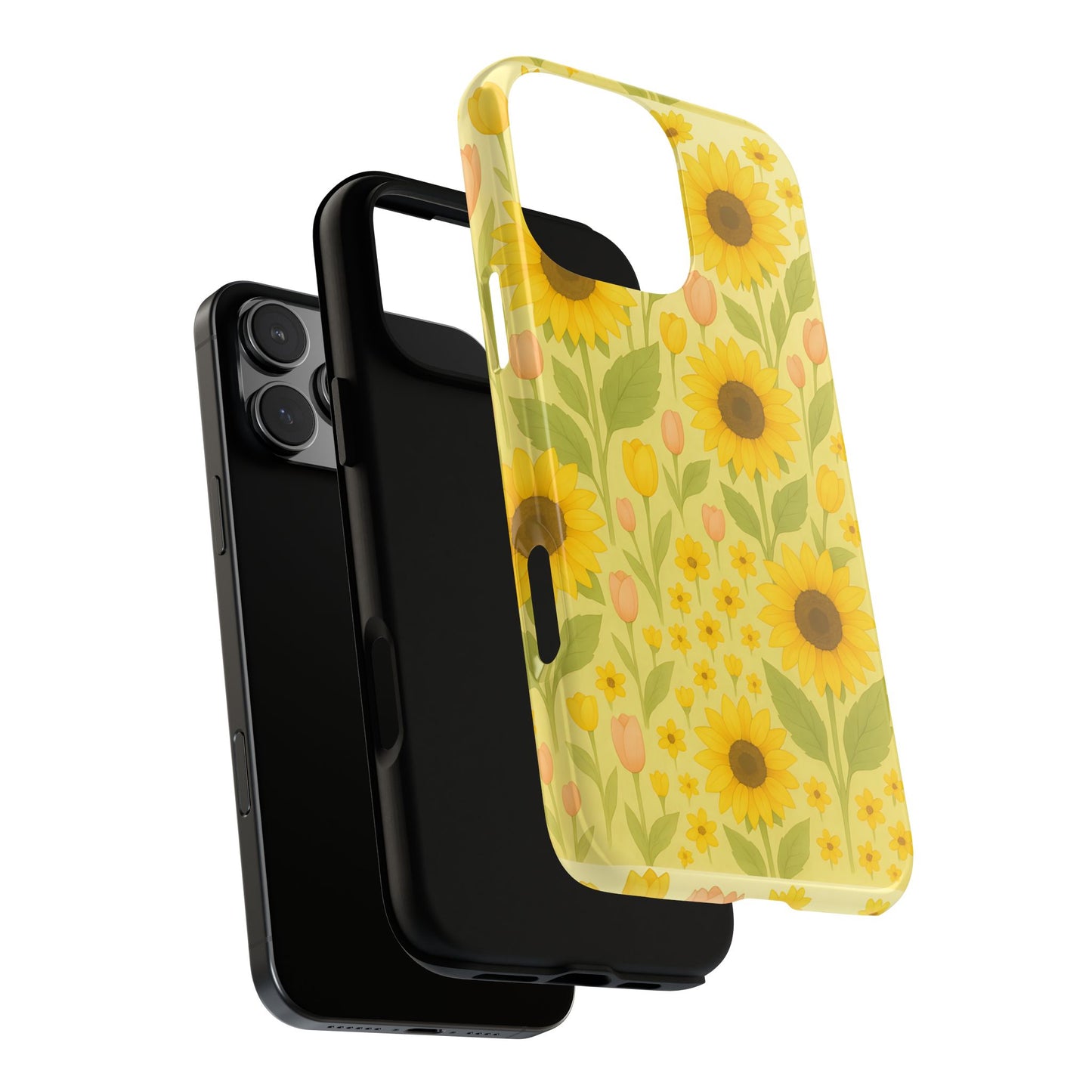 Sunflower Floral Phone Case, Watercolor Botanical Print, Aesthetic Tough Phone Case, Compatible with iPhone, Galaxy, Google