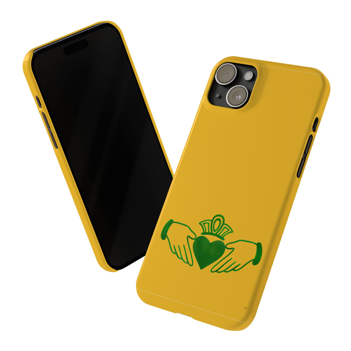 Irish Claddagh Slim Phone Case, Gold and Green Design Phone Cover, Ireland Art Compatible with iPhone 17, 16, 15, 14, 13, 12, 11
