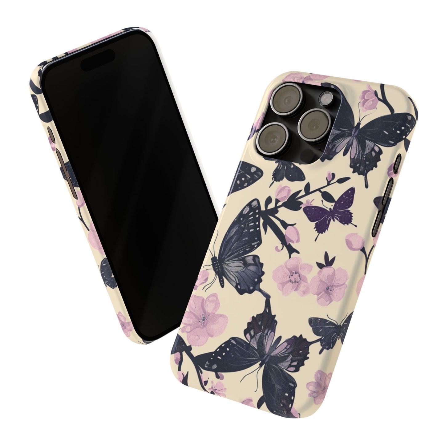 Butterfly Floral Slim Phone Cases, Elegant Butterfly Design, Nature Lover Gift, Phone Accessory, Stylish Cases for Women