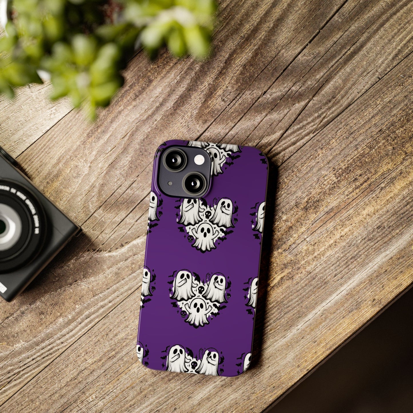 Cute Ghost Heart Slim Phone Case, Creepy Cute Spooky Heart Print, Goth Coquette Aesthetic Spooky Accessories, Halloween Gift Case