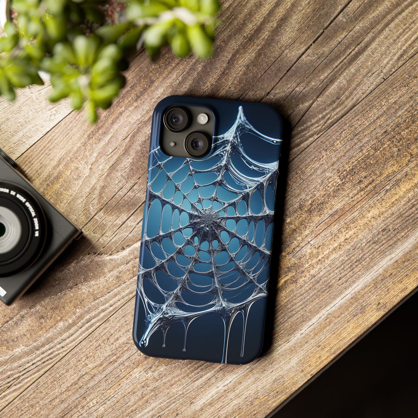 Spider Web Slim Phone Case - Artistic Design for Halloween, Unique Gift, Phone Accessories, Trendy Tech Style, Eco-Friendly Case