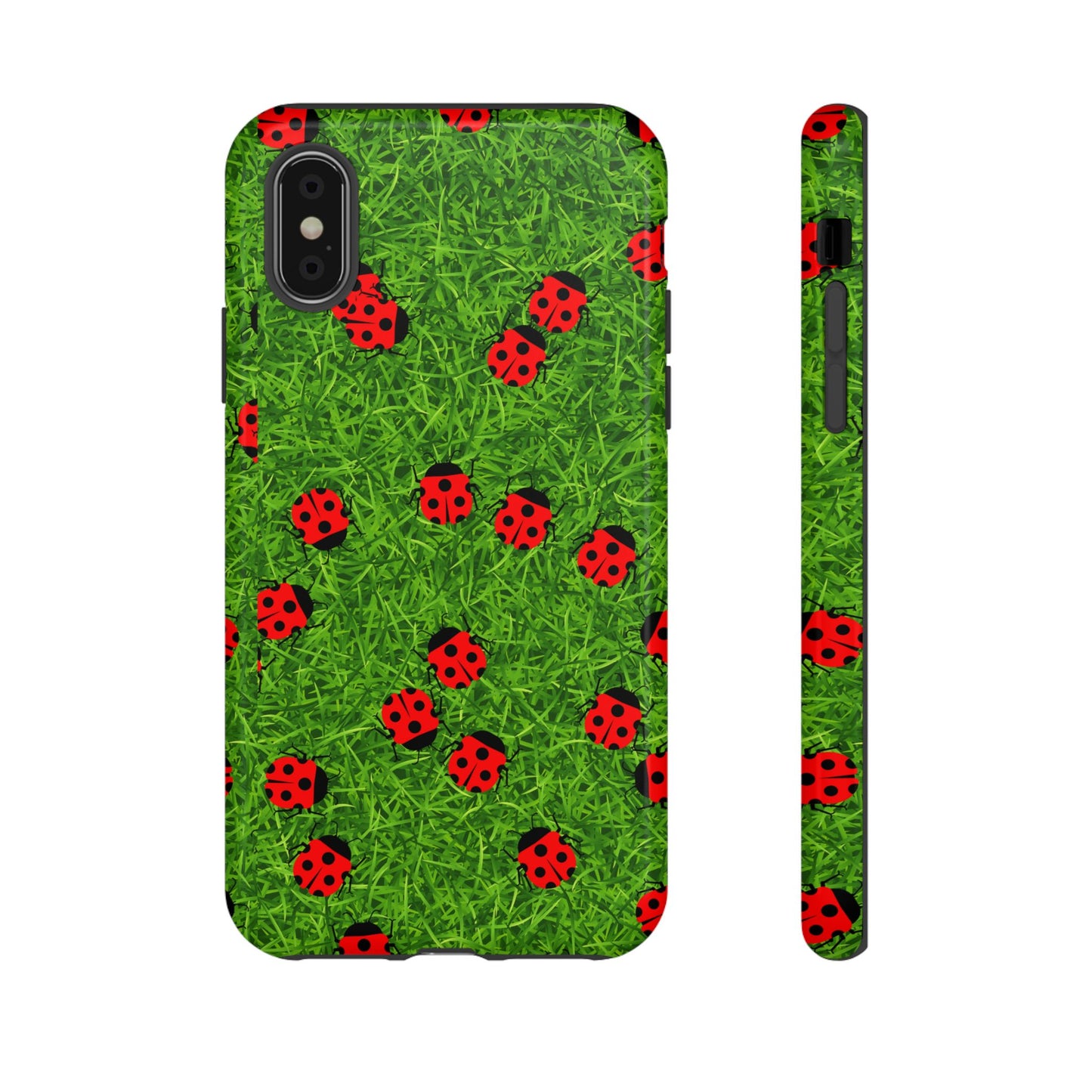 Ladybug Tough Phone Case - Cute Insect Aesthetic, Nature Pattern Art Design, Compatible with iPhone, Galaxy, and Google Phones