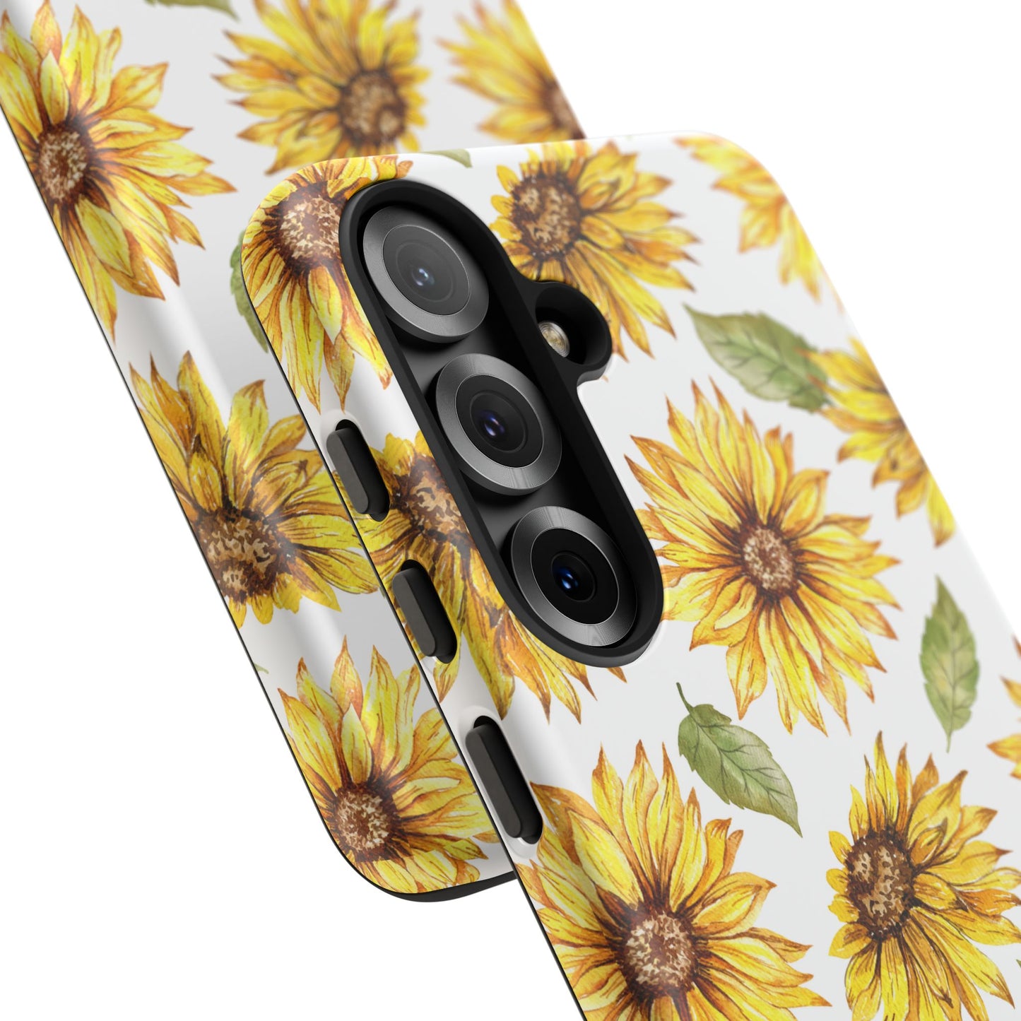Sunflower Floral Tough Phone Case - Watercolor Botanical Print, Bright Nature Aesthetic, Compatible with iPhone, Galaxy, and Google Phones