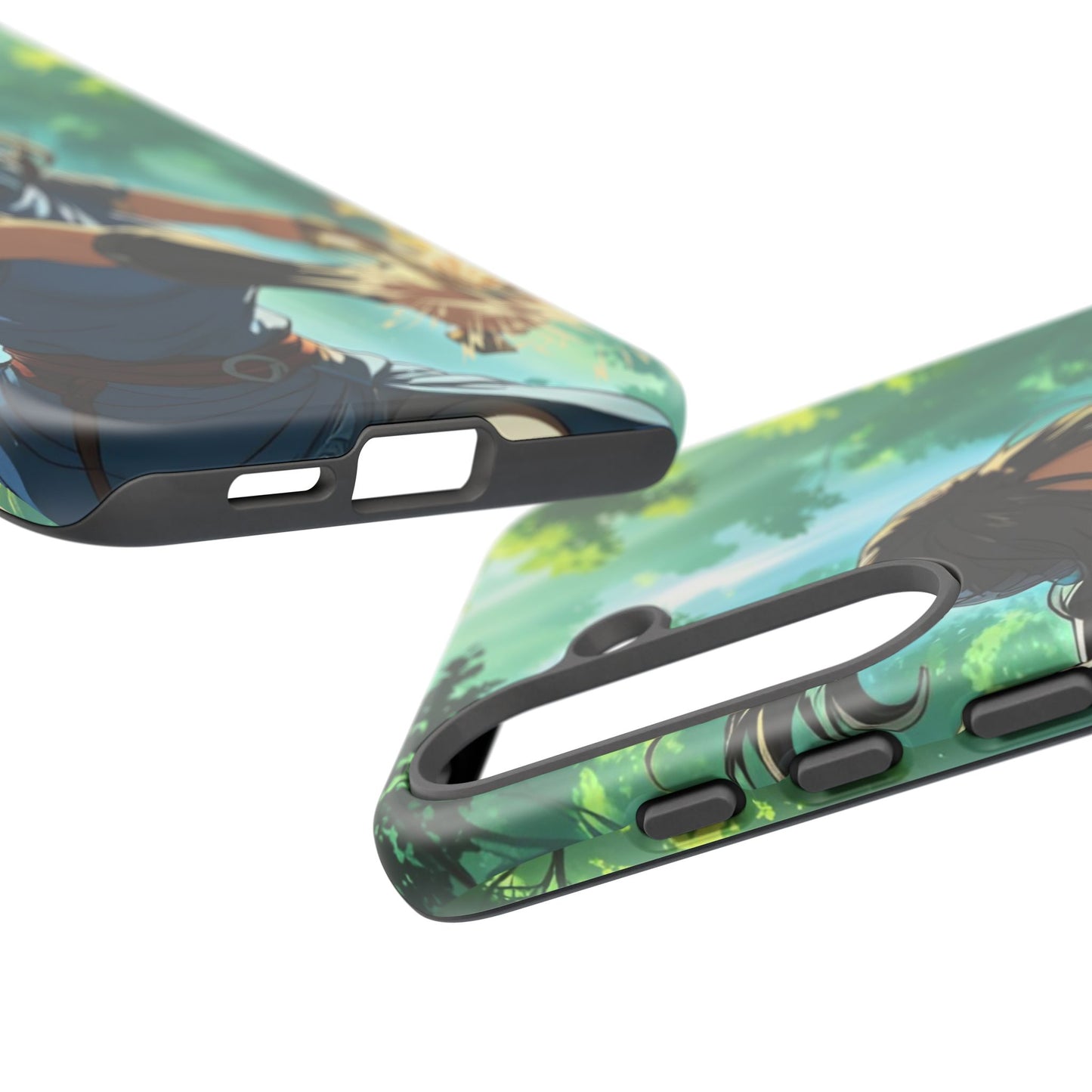 Anime Warrior Girl Tough Phone Case - Japanese Action Aesthetic, Fierce Heroine Design, Compatible with iPhone, Galaxy, and Google Phones