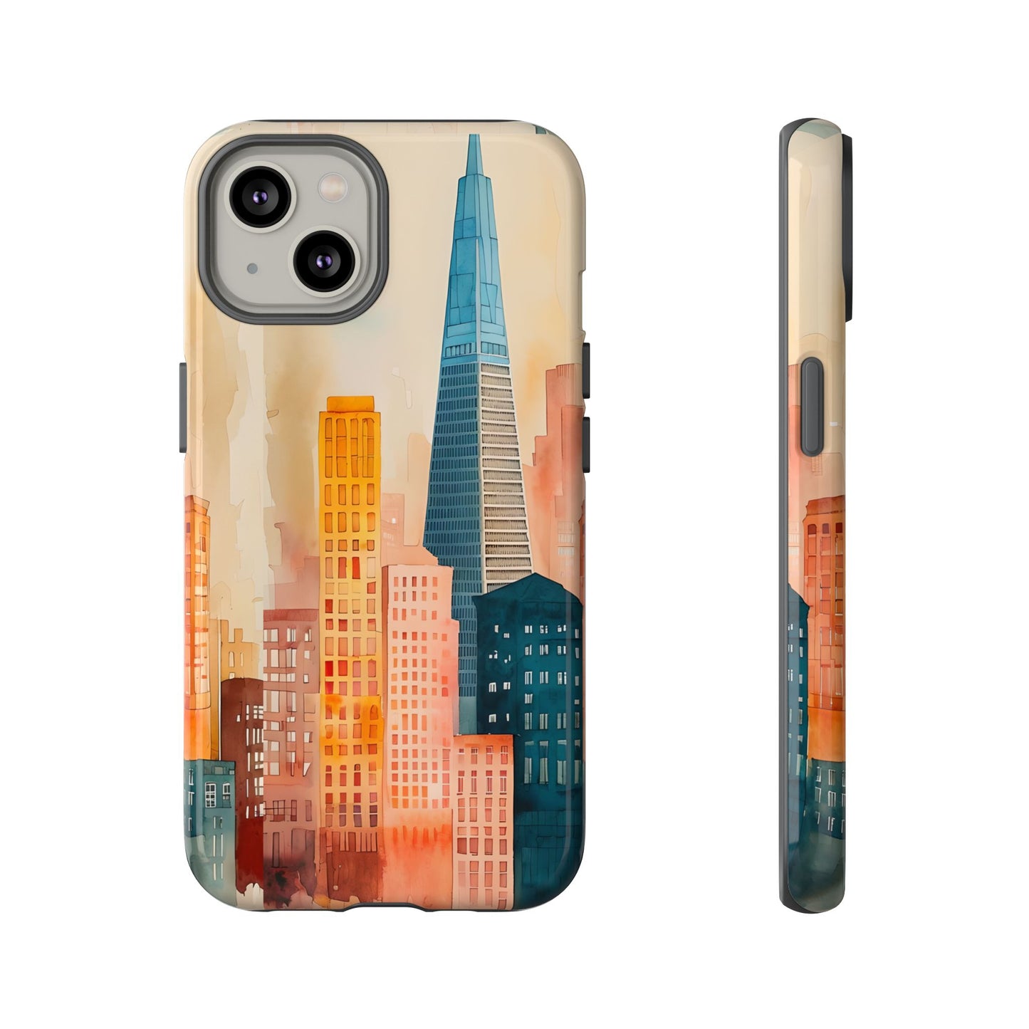 San Francisco Cityscape Tough Phone Case - Tropical Skyline Aesthetic, Sunset Beach Urban Art, Compatible with iPhone, Galaxy, and Google