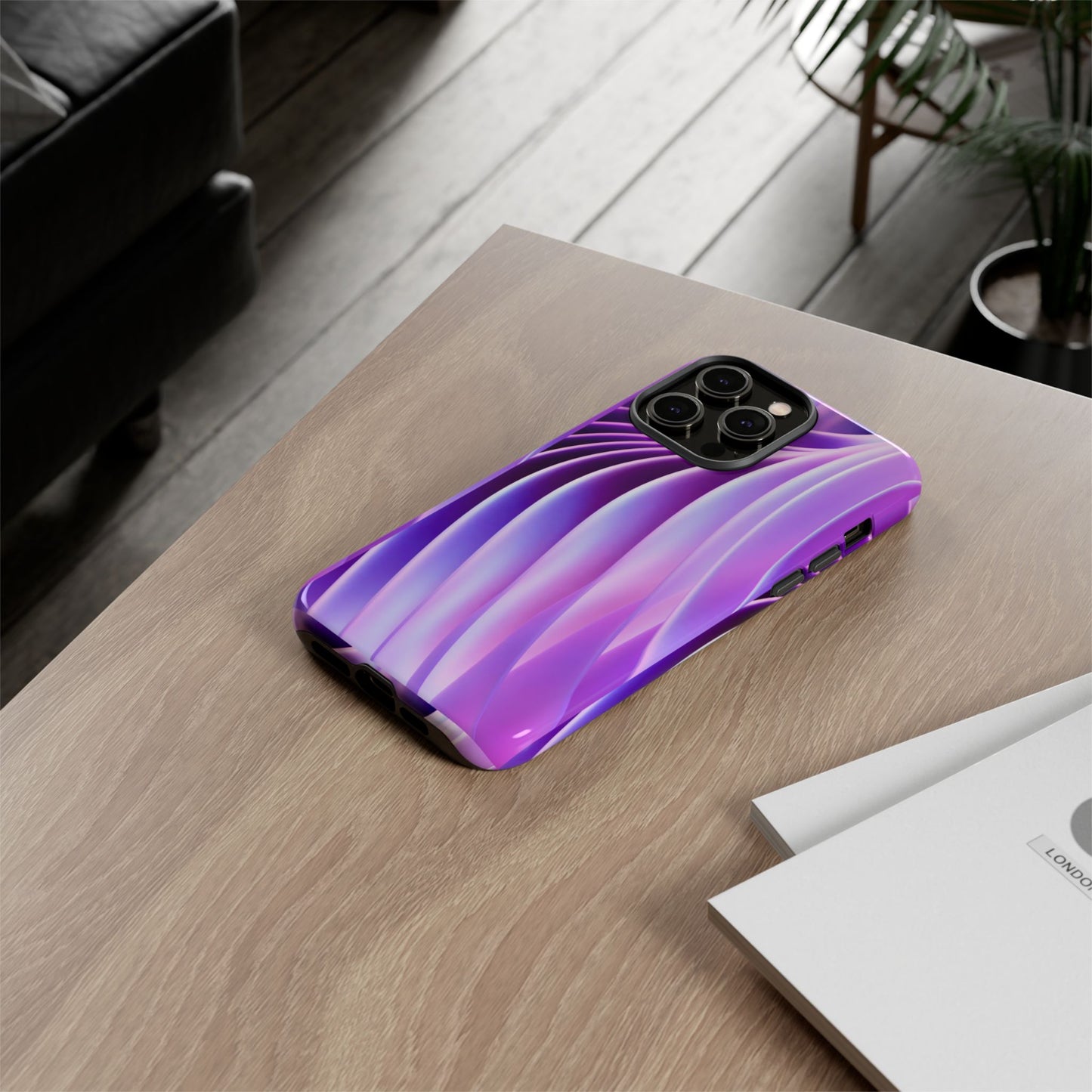 Lavender Wave Tough Phone Case - Abstract Gradient Art, Purple Aesthetic Design, Compatible with iPhone, Galaxy, and Google Phones