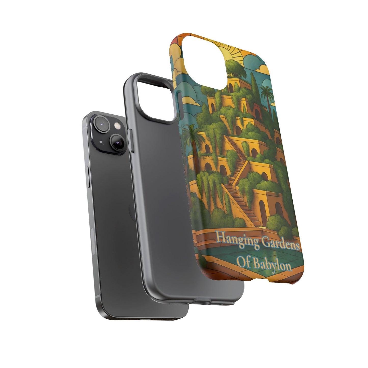 Hanging Gardens of Babylon Tough Phone Case Ancient World Wonder Art, Mythical Historic Aesthetic Compatible with iPhone, Galaxy, and Google