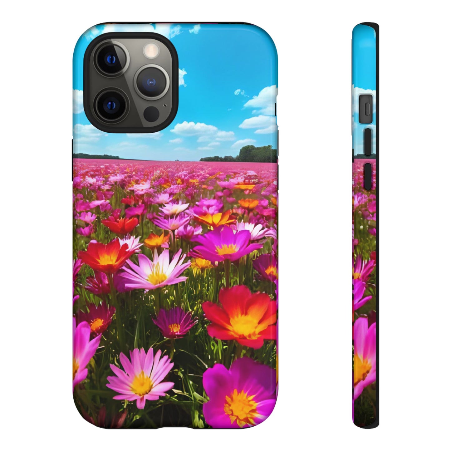 Flower Field Tough Phone Case - Wildflower Meadow Print, Colorful Nature Aesthetic, Compatible with iPhone, Galaxy, and Google Phones