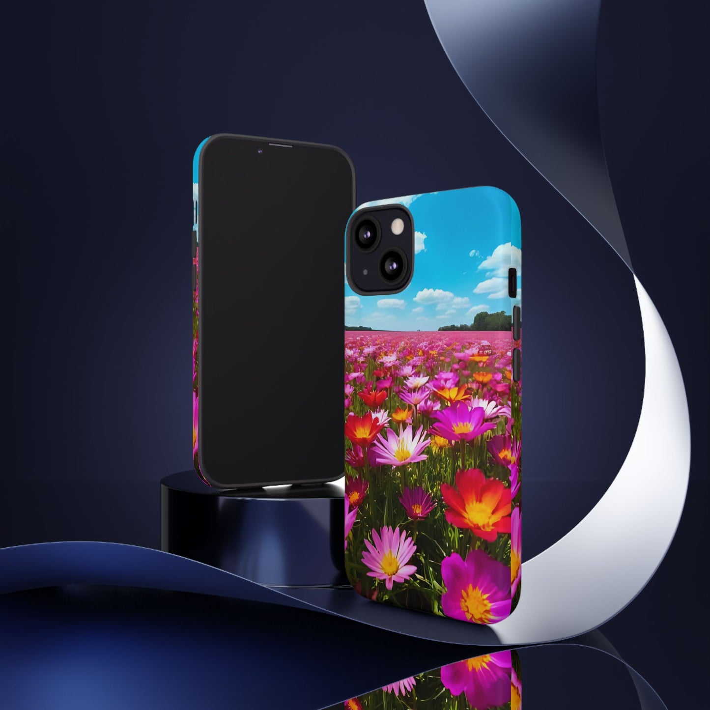 Flower Field Tough Phone Case - Wildflower Meadow Print, Colorful Nature Aesthetic, Compatible with iPhone, Galaxy, and Google Phones