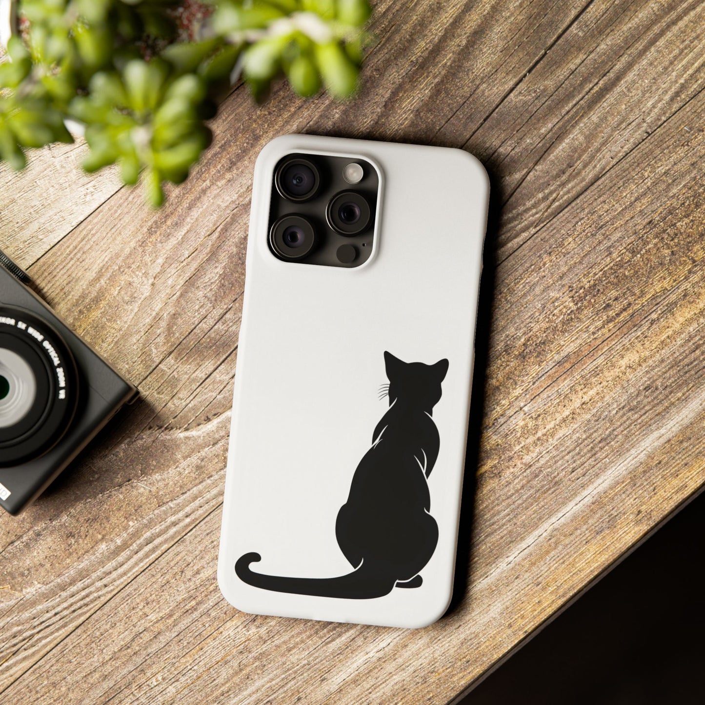 Black Cat Halloween Slim Phone Case Coquette, Creepy Cute Gift for Her, Goth Coquette Spooky Case, Compatible with iPhone, Galaxy, Google