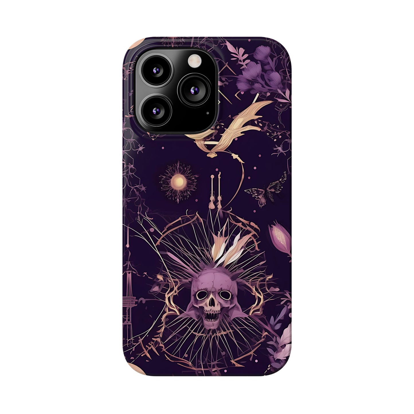 Gothic Floral Slim Phone Cases, Ghostly Style Mobile Cover, Dark Aesthetic Gift, Unique Protective Case, Perfect for Halloween