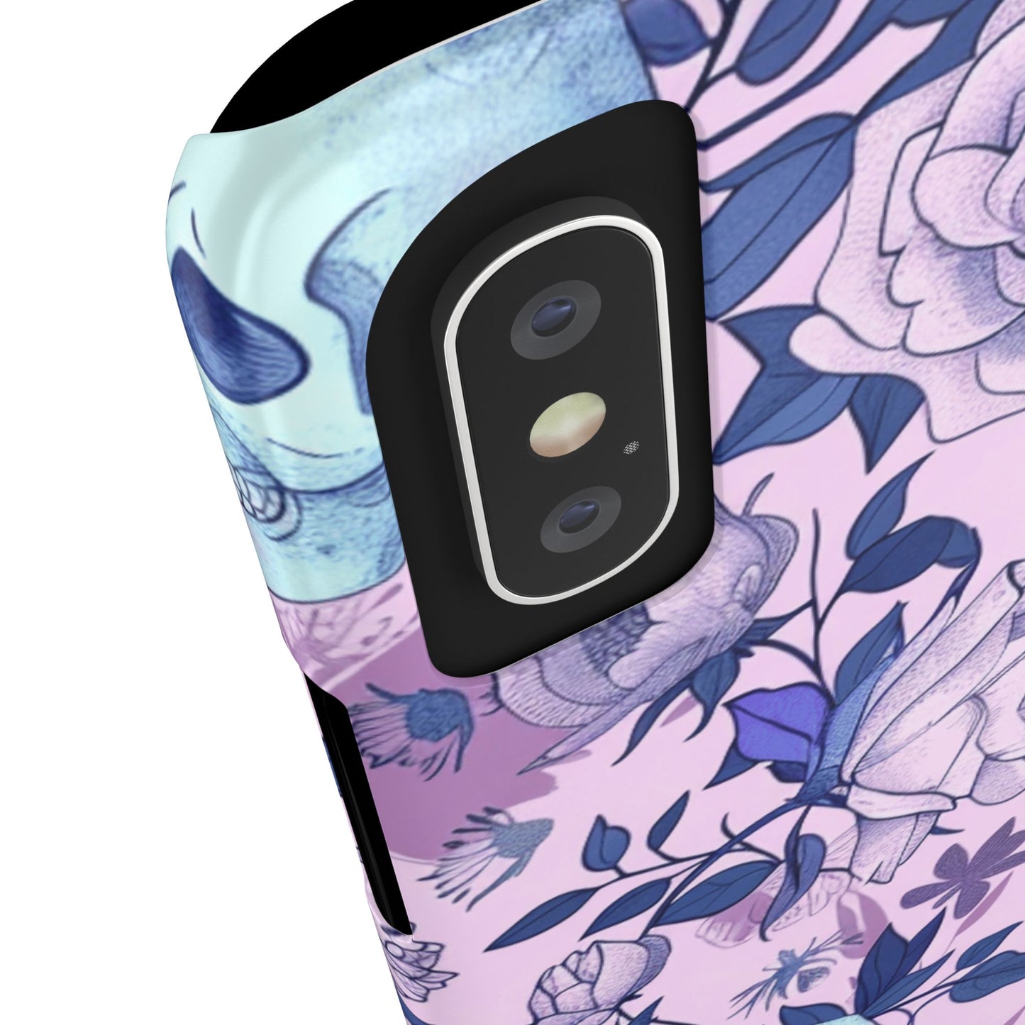 Floral Skull Slim Phone Case - Aesthetic, Trendy, Gift for Goth Lovers, Unique Phone Accessories, Floral Print, Halloween Decor