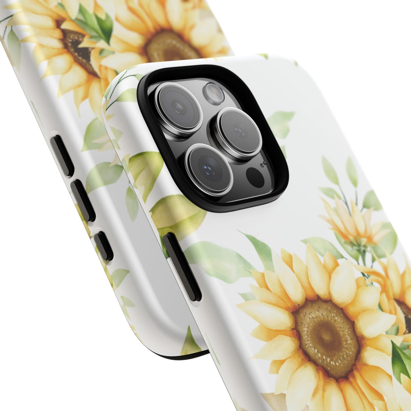 Sunflower Floral Tough Phone Case - Watercolor Botanical Art, Bright Nature Aesthetic, Compatible with iPhone, Galaxy, and Google Phones