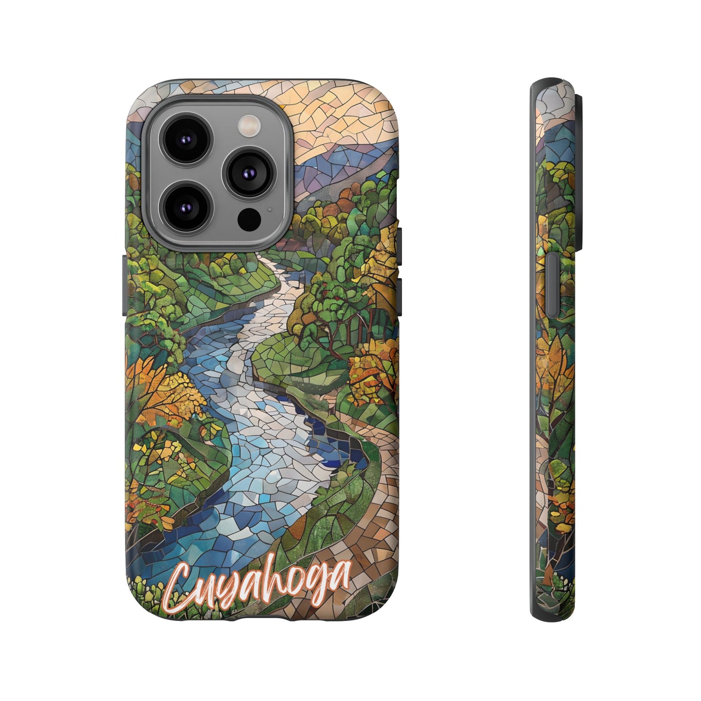 Cuyahoga Valley Mosaic Tough Phone Case - Midwest Forest Art, Scenic Nature Aesthetic, Compatible with iPhone, Galaxy, and Google Phones