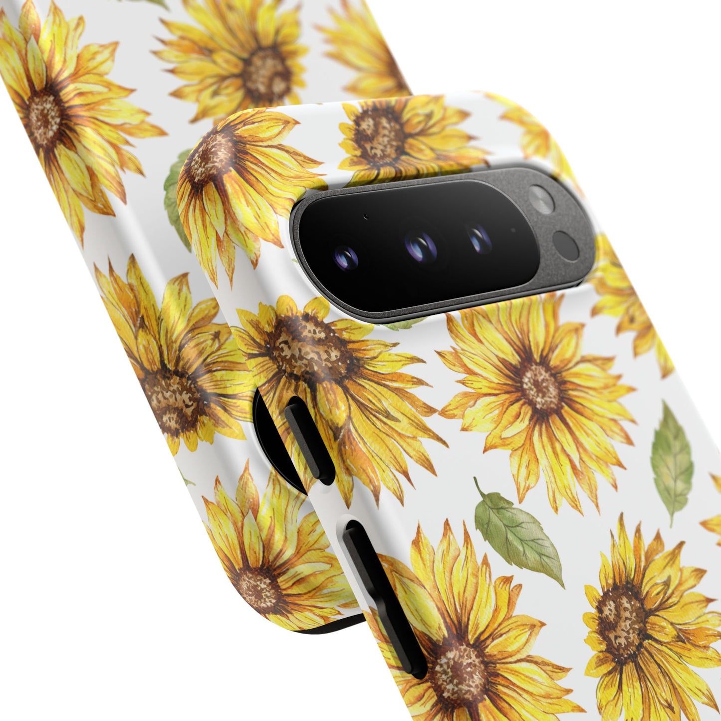 Sunflower Floral Tough Phone Case - Watercolor Botanical Print, Bright Nature Aesthetic, Compatible with iPhone, Galaxy, and Google Phones