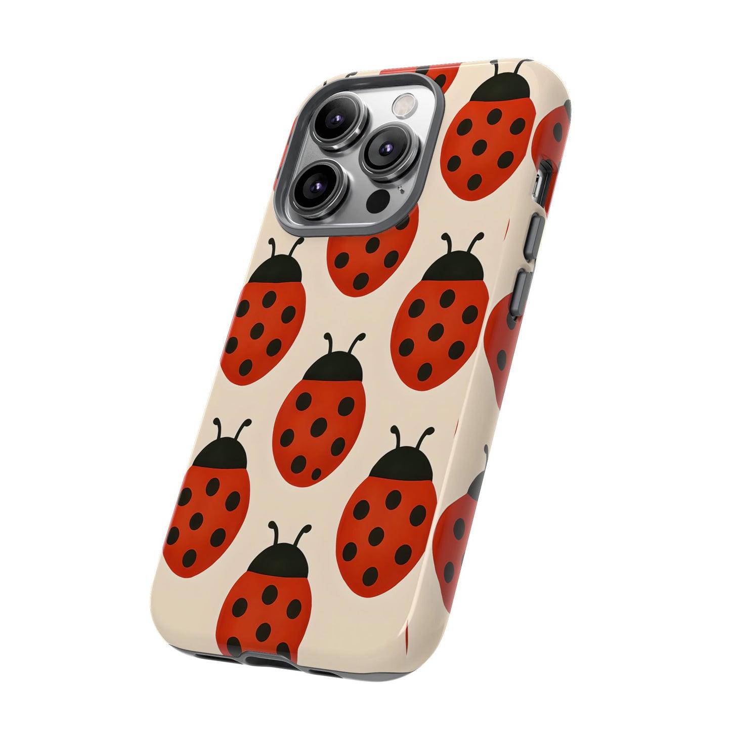 Cute Ladybug Tough Phone Case - Red and Black Insect Pattern, Nature-Inspired Design, Compatible with iPhone, Galaxy, and Google Phones