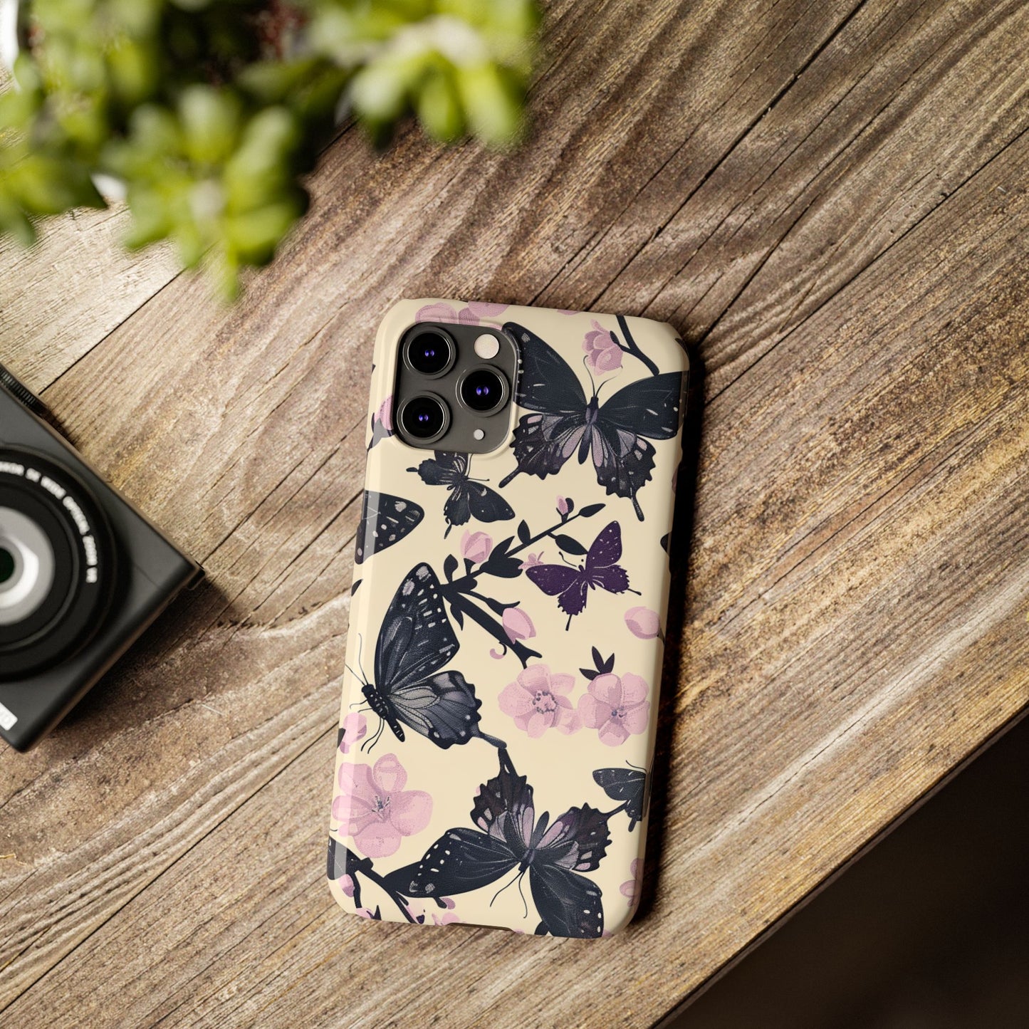 Butterfly Floral Slim Phone Cases, Elegant Butterfly Design, Nature Lover Gift, Phone Accessory, Stylish Cases for Women