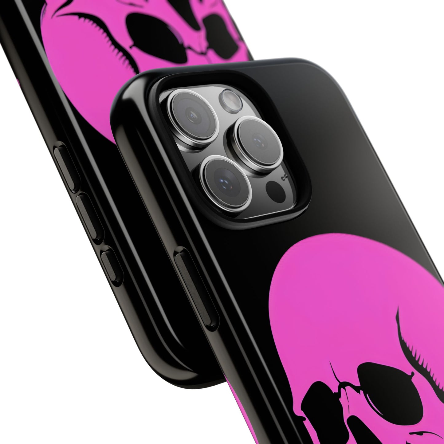 Dripping Skull Tough Phone Case - Hot Pink Spooky Design, Goth Coquette Aesthetic, Compatible with iPhone, Galaxy, and Google Phones