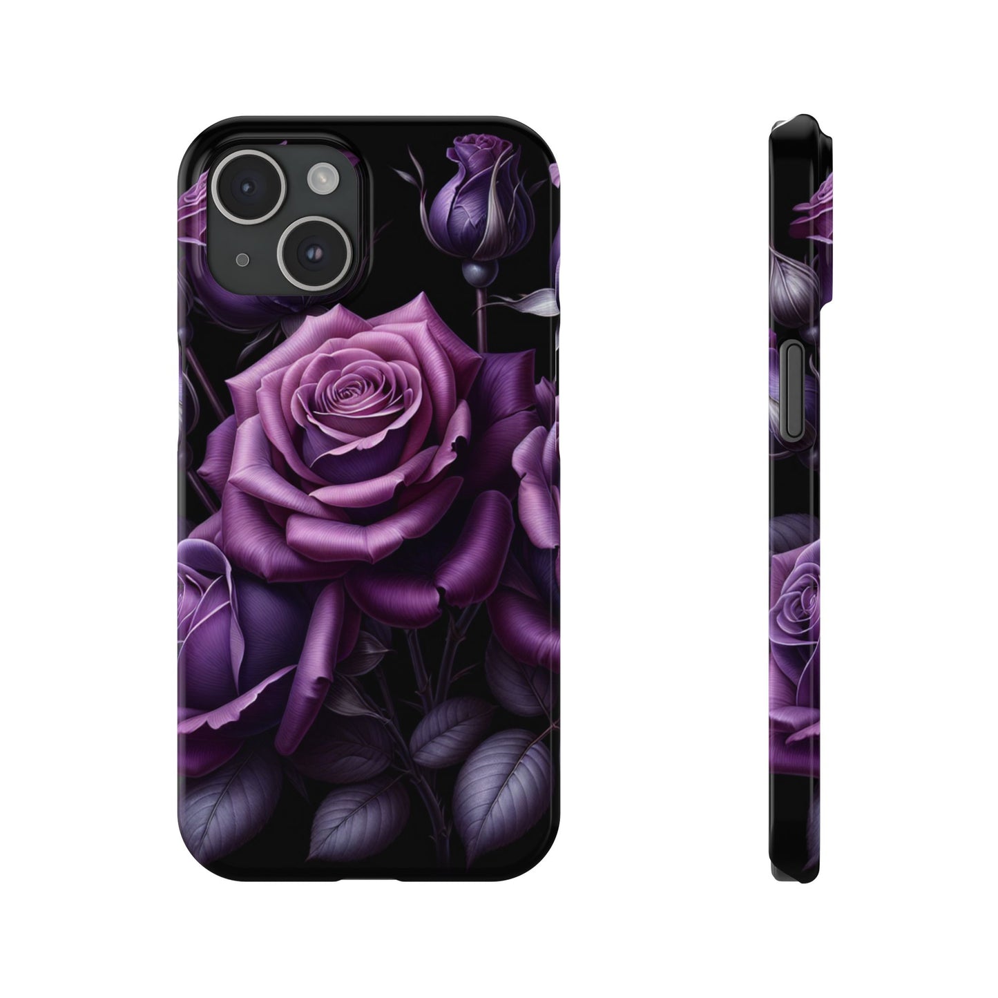 Purple Rose Slim Phone Cases, Floral Phone Cover, Elegant Smartphone Case, Gift for Her, Mother's Day Accessories